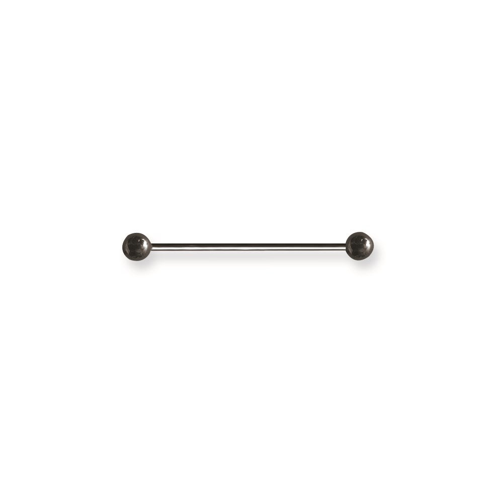 Plated SGSS BB 14G (1.629mm) 1.25 inch (33mm) Long w 2 5mm balls Black (ZR-