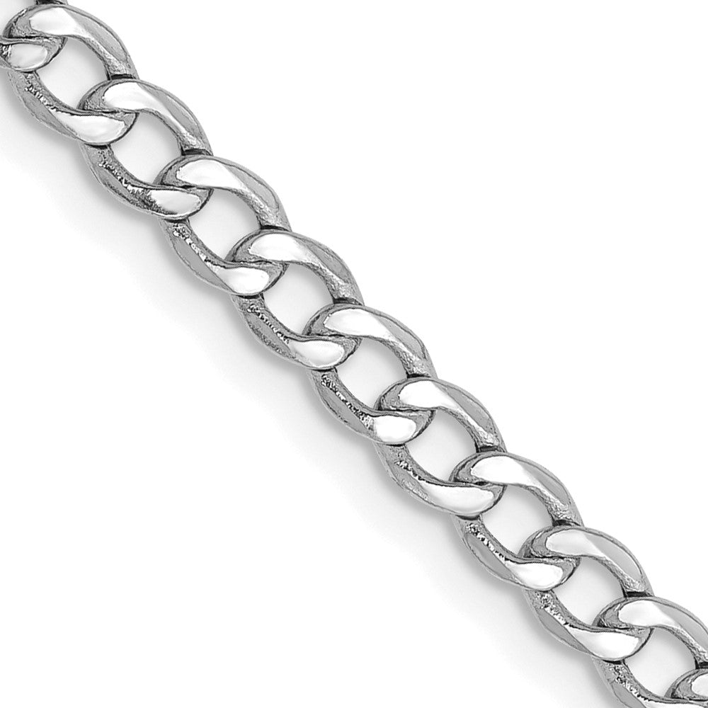 14K White Gold 16 inch 3.35mm Semi-Solid Curb with Lobster Clasp Chain