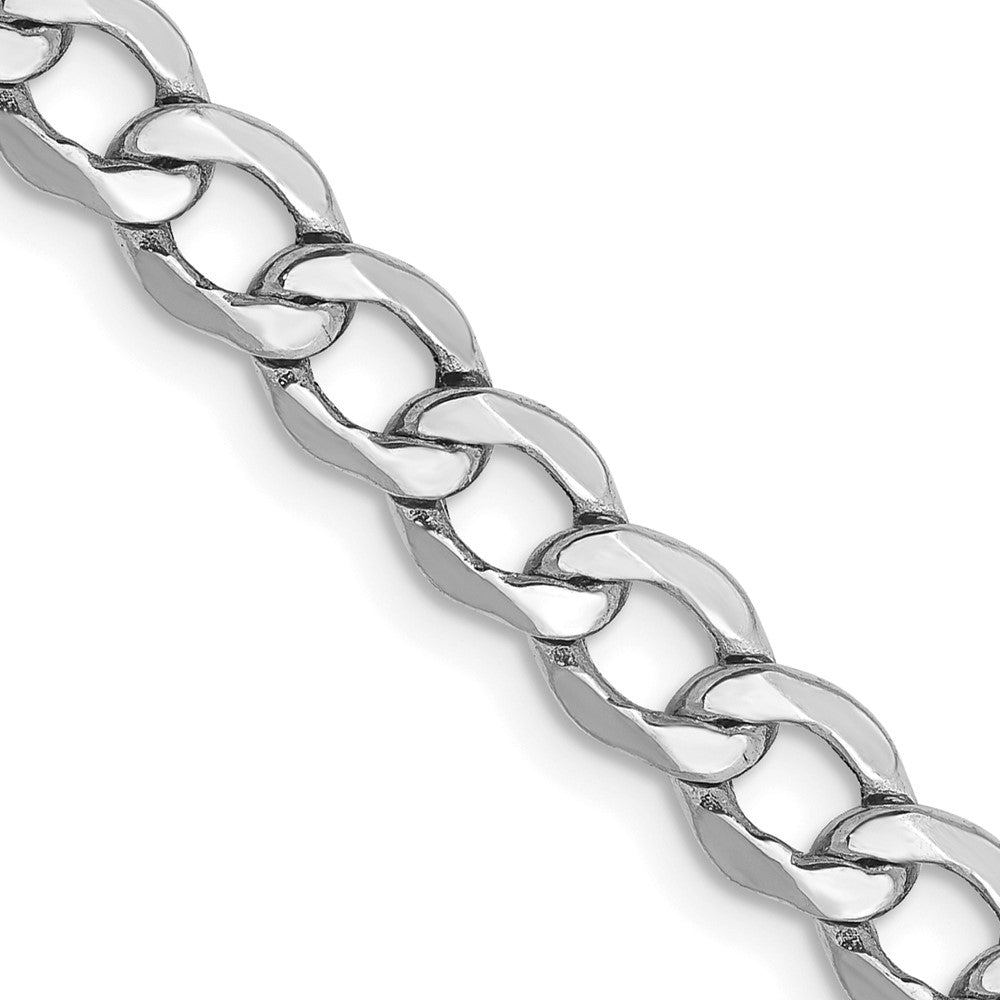 14K White Gold 16 inch 5.25mm Semi-Solid Curb with Lobster Clasp Chain
