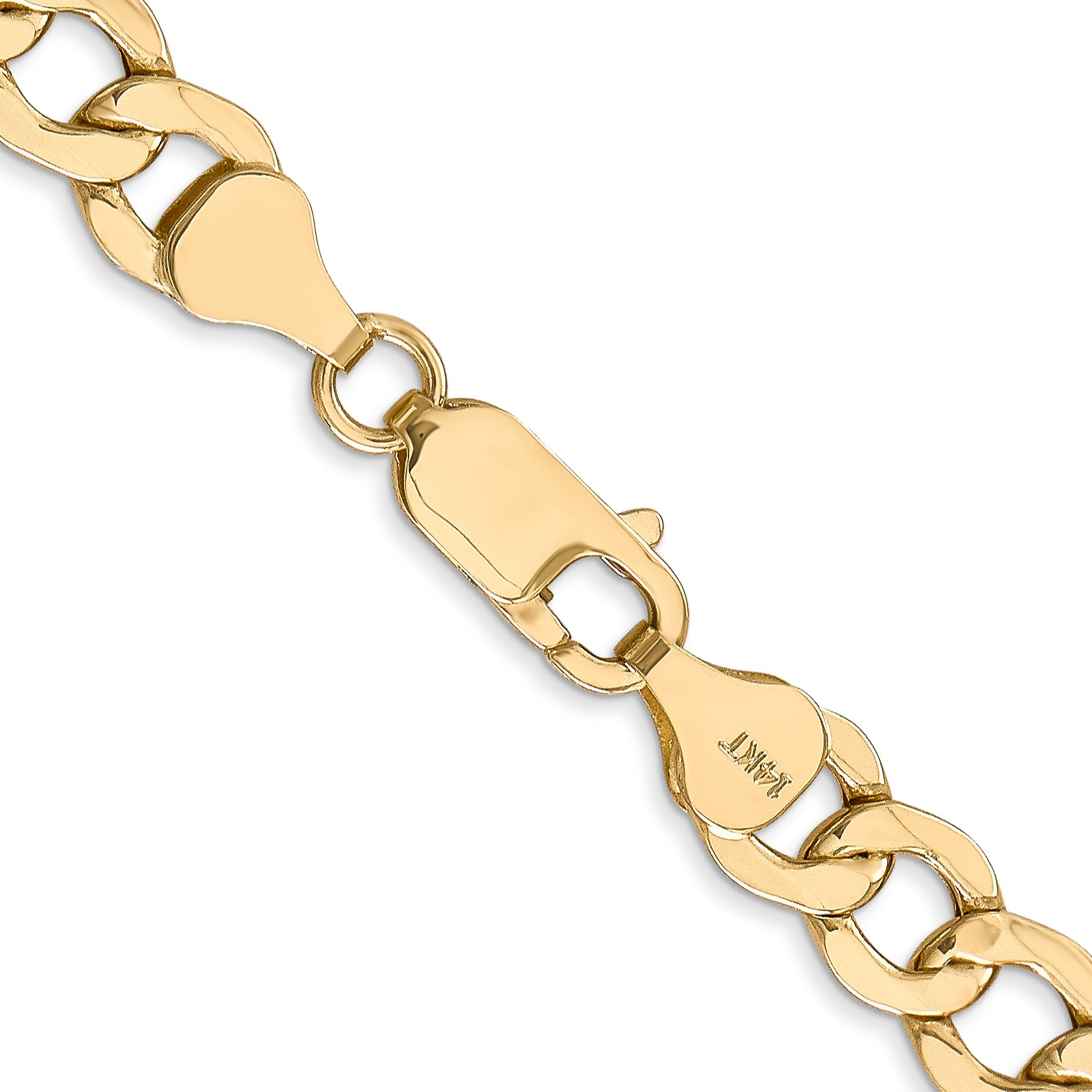 14K 26 Inch 7Mm Semi-Solid Curb With Lobster Clasp Chain