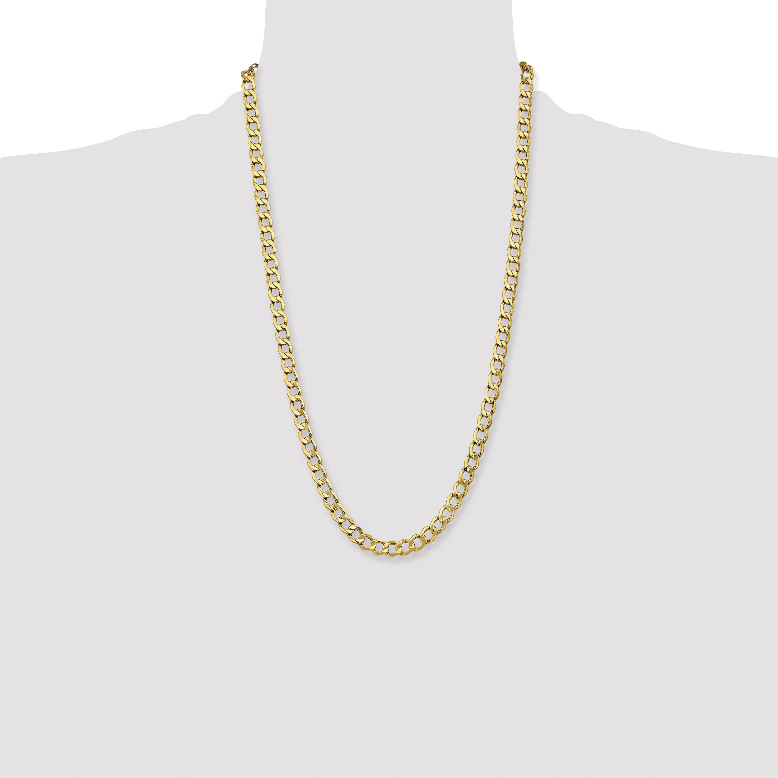 14K 26 Inch 7Mm Semi-Solid Curb With Lobster Clasp Chain