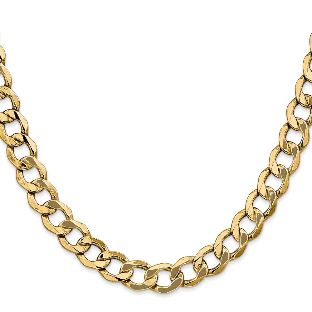 14K 24 inch 9mm Semi-Solid Curb with Lobster Clasp Chain
