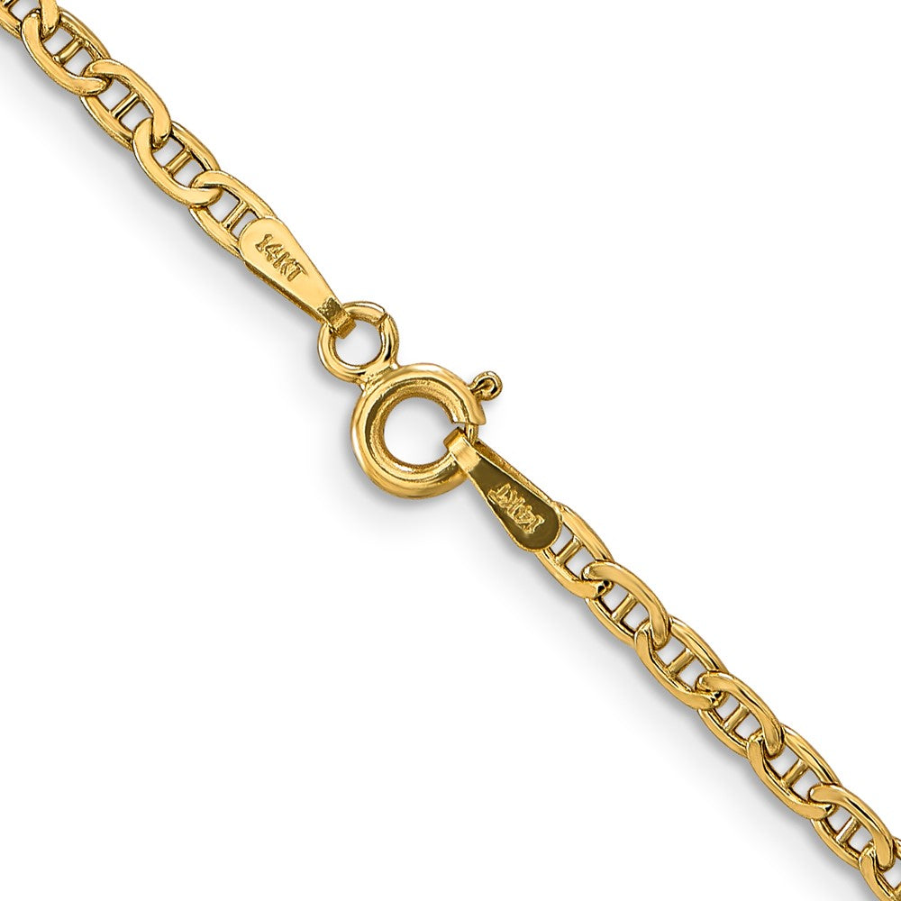 14K 18 inch 2.4mm Semi-Solid Anchor with Spring Ring Clasp Chain