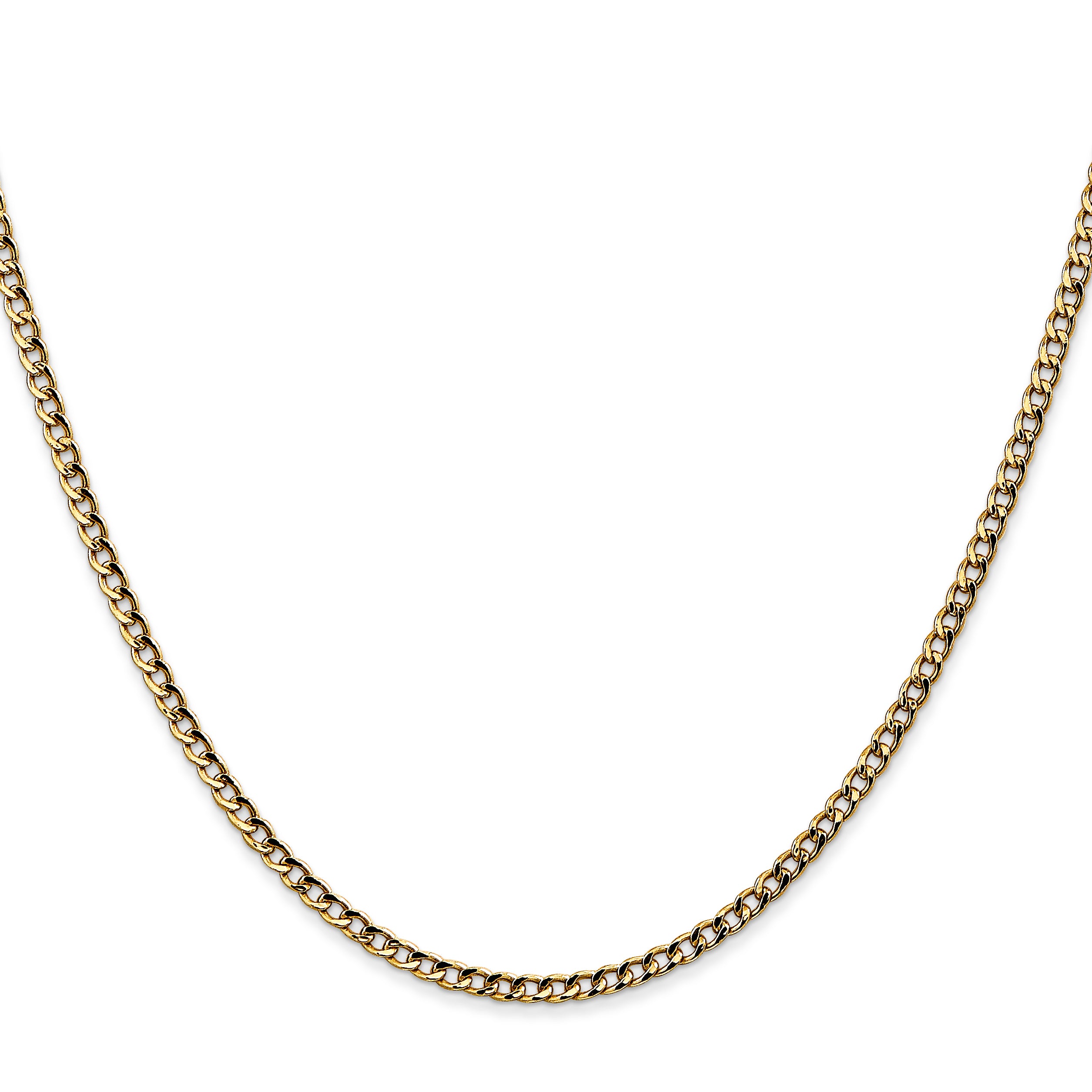 14K 20 Inch 2.5Mm Semi-Solid Curb With Lobster Clasp Chain