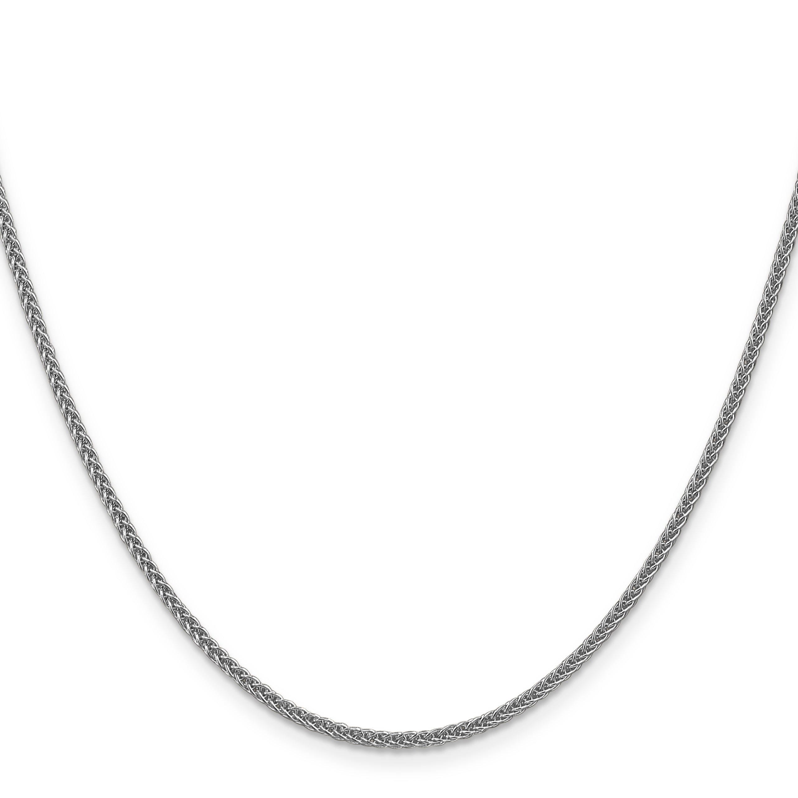 14K White Gold 24 Inch 2Mm Semi-Solid 3-Wire Wheat With Lobster Clasp Chain