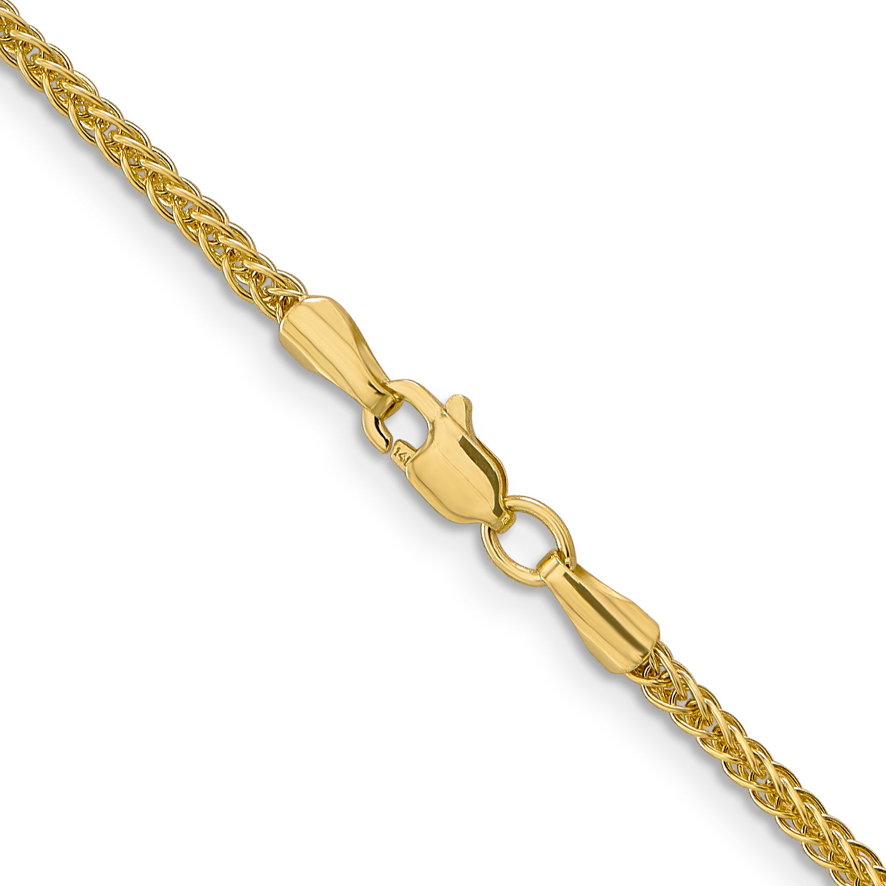 14K 18 Inch 2Mm Semi-Solid 3-Wire Wheat With Lobster Clasp Chain