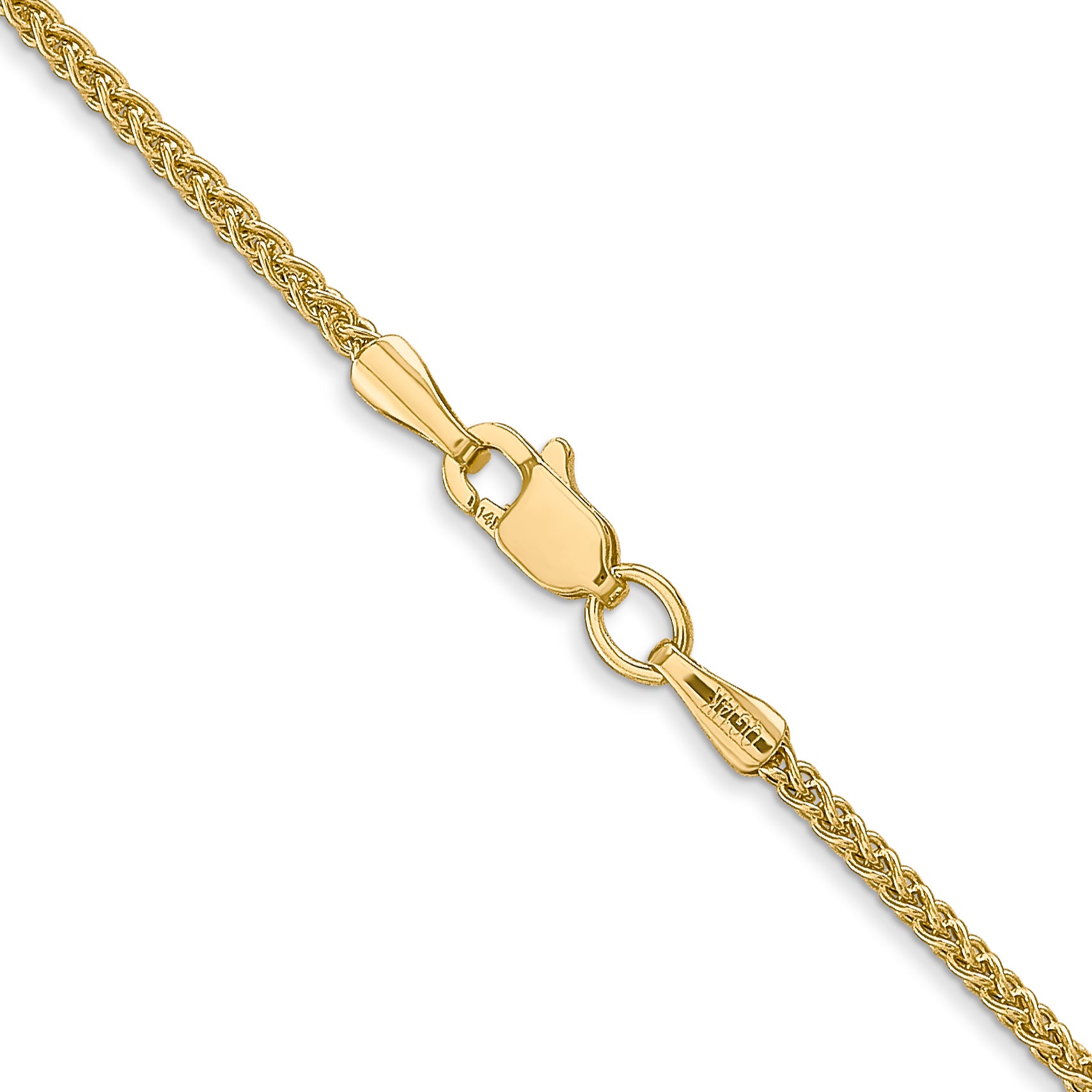 14K 18 Inch 1.55Mm Semi-Solid Wheat With Lobster Clasp Chain