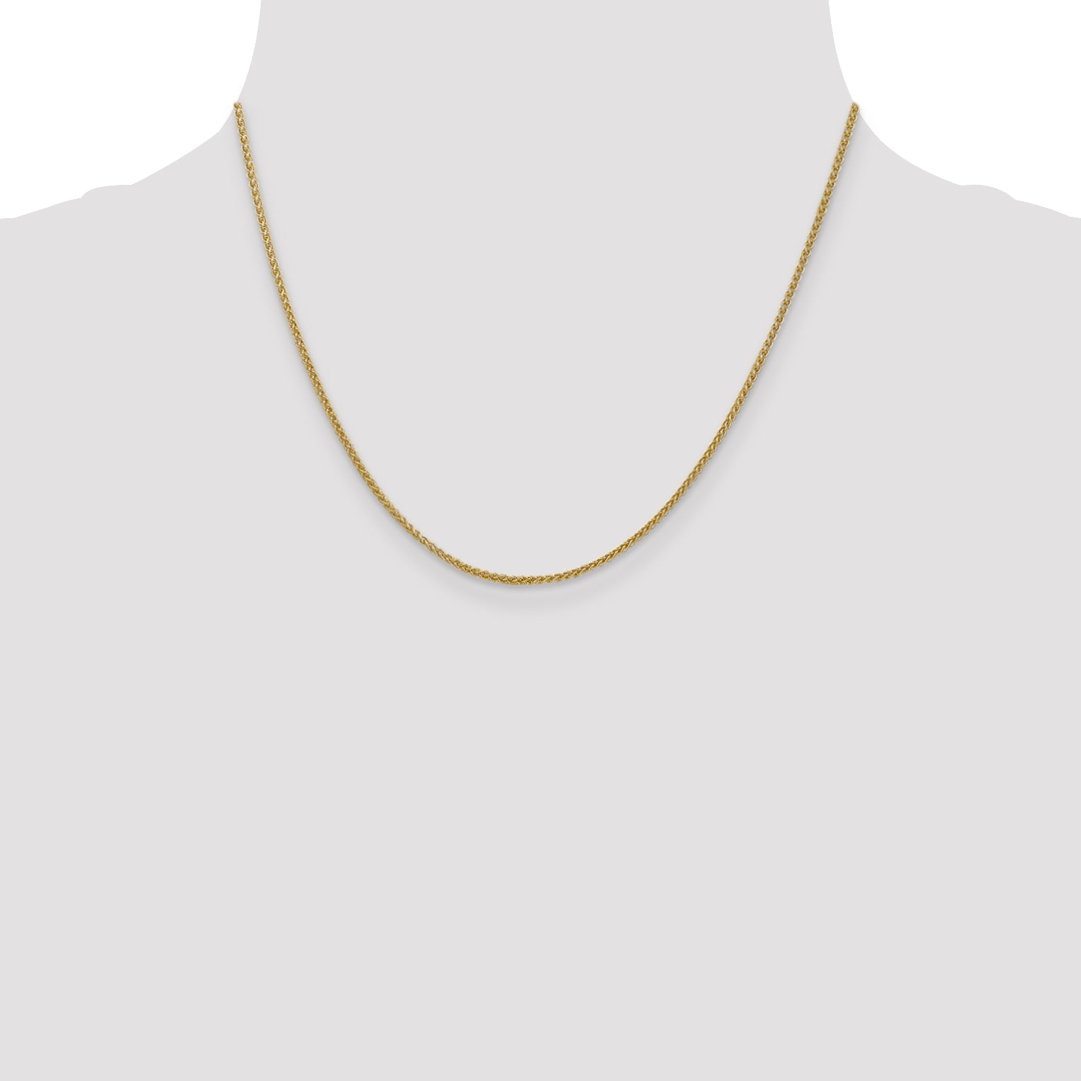 14K 18 Inch 1.55Mm Semi-Solid Wheat With Lobster Clasp Chain