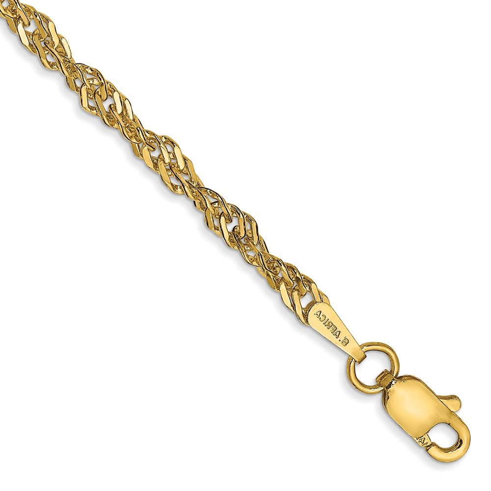 14K 9 inch 2.75mm Lightweight Singapore with Lobster Clasp Anklet