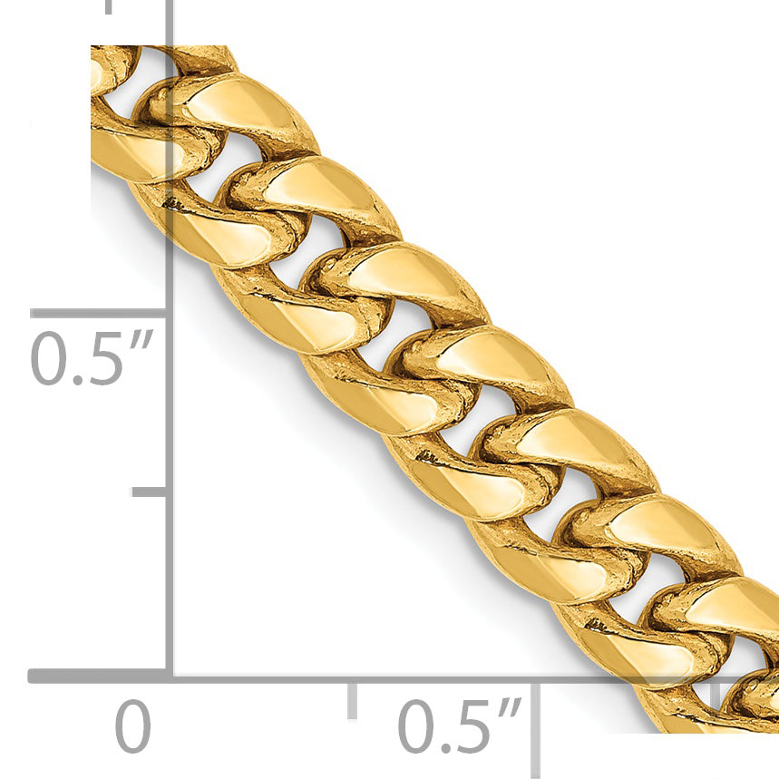 14K 22 Inch 6Mm Semi-Solid Miami Cuban With Lobster Clasp Chain