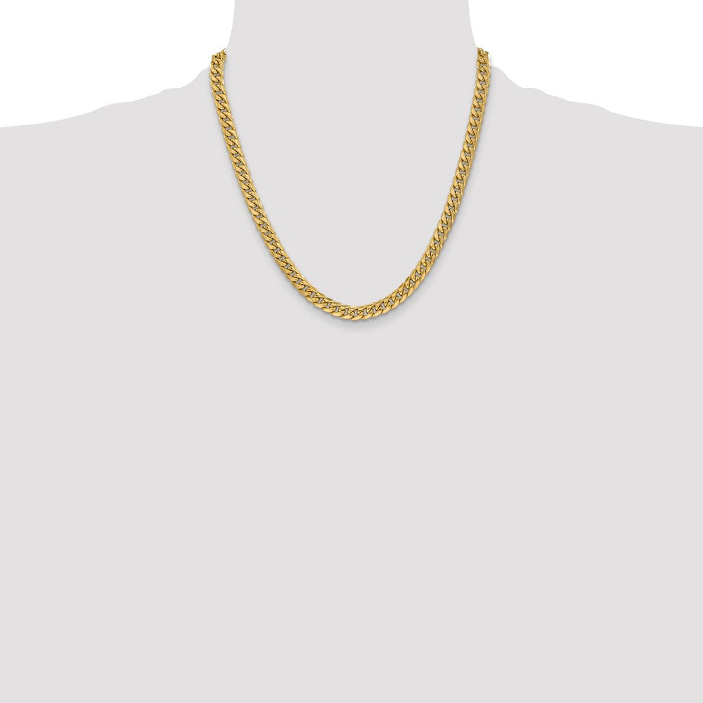 14K 20 inch 6mm Semi-Solid Miami Cuban with Lobster Clasp Chain