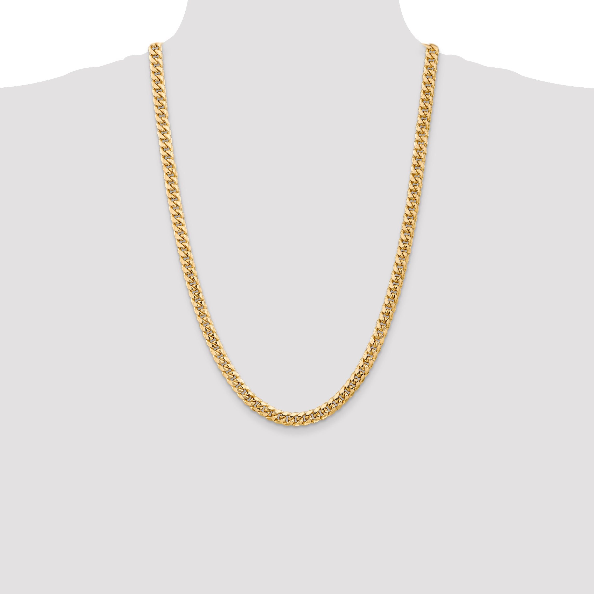 14K 26 Inch 6.75Mm Semi-Solid Miami Cuban With Lobster Clasp Chain