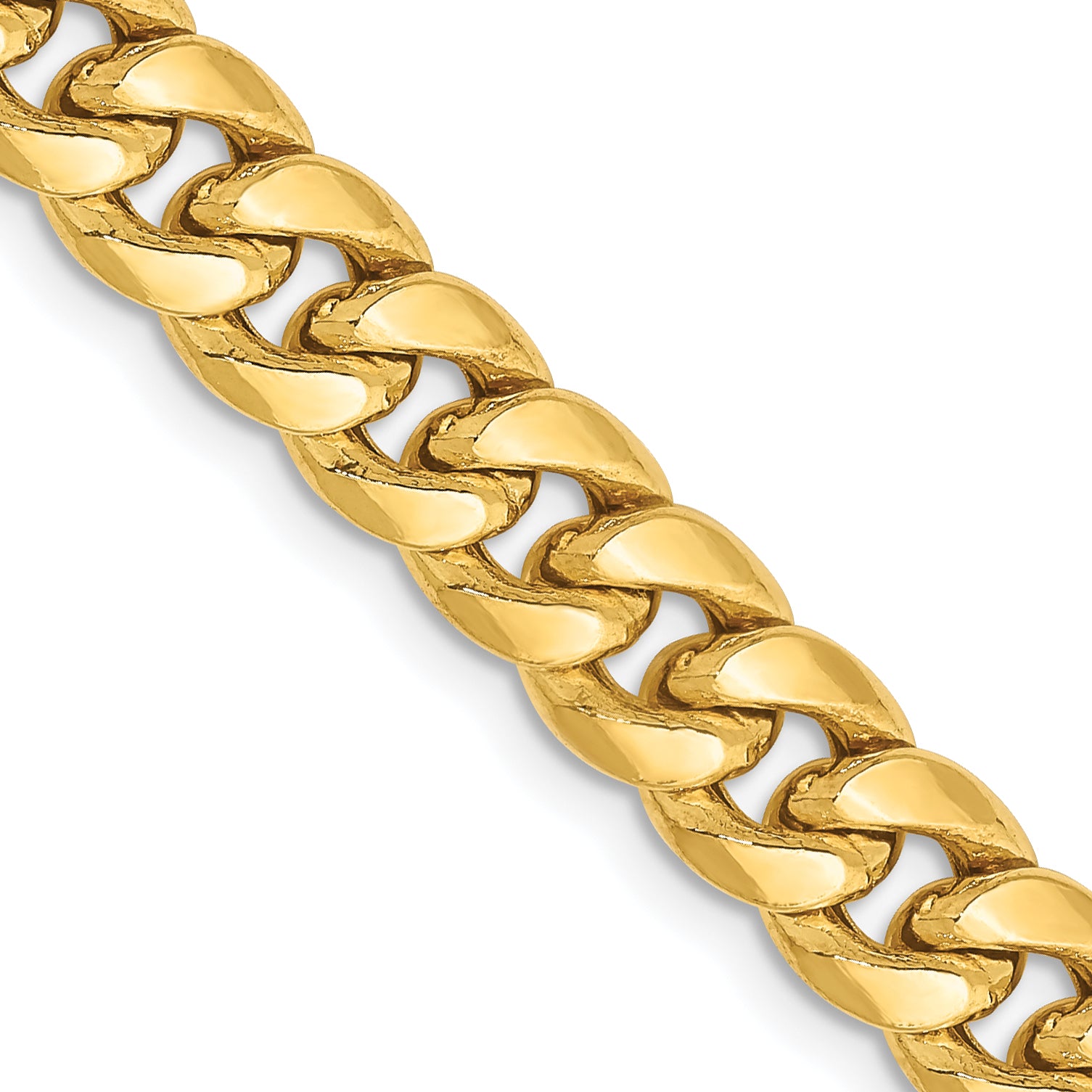 14K 26 Inch 6.75Mm Semi-Solid Miami Cuban With Lobster Clasp Chain