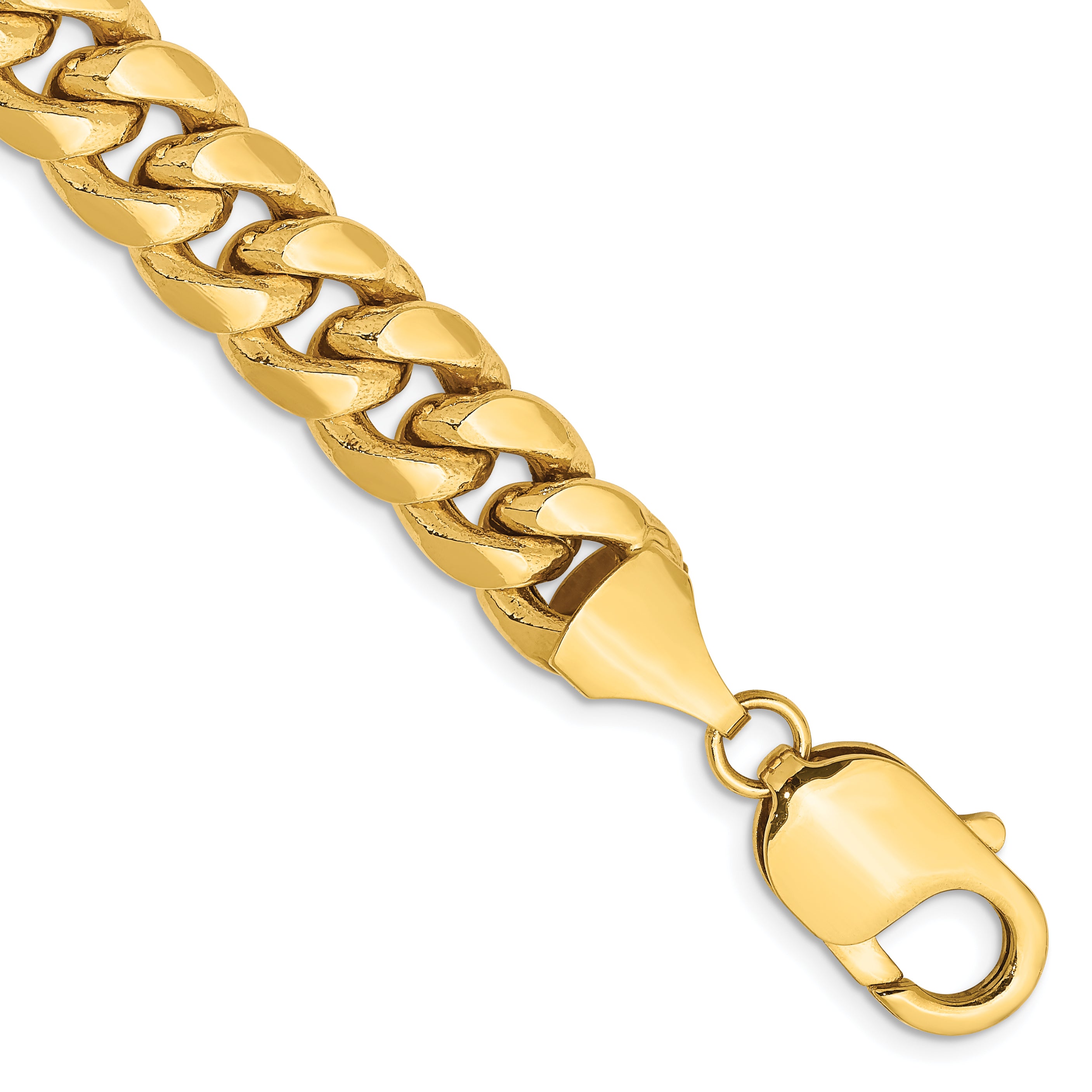 14K 9 Inch 9.3Mm Semi-Solid Miami Cuban With Lobster Clasp Chain
