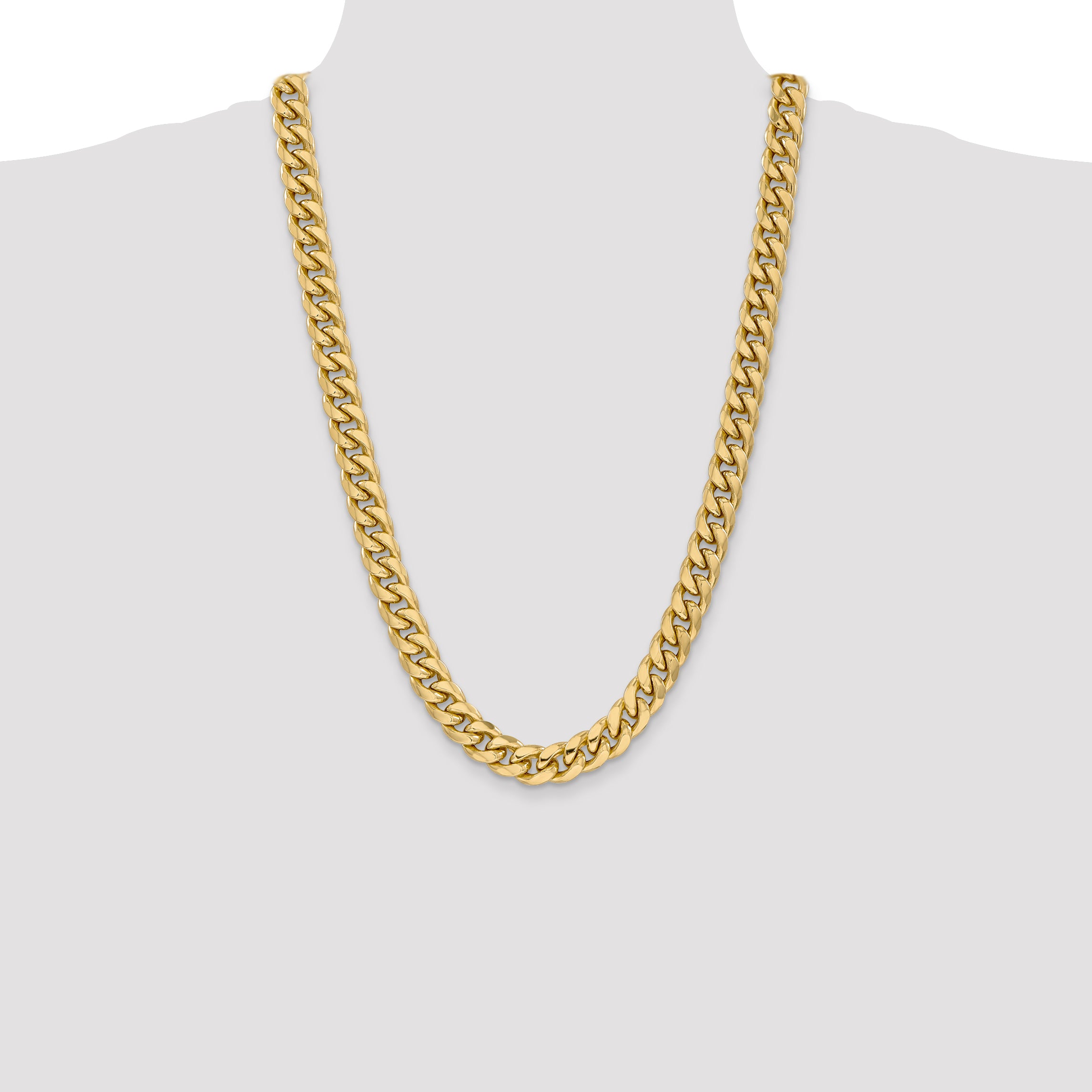 14K 26 Inch 11Mm Semi-Solid Miami Cuban With Lobster Clasp Chain