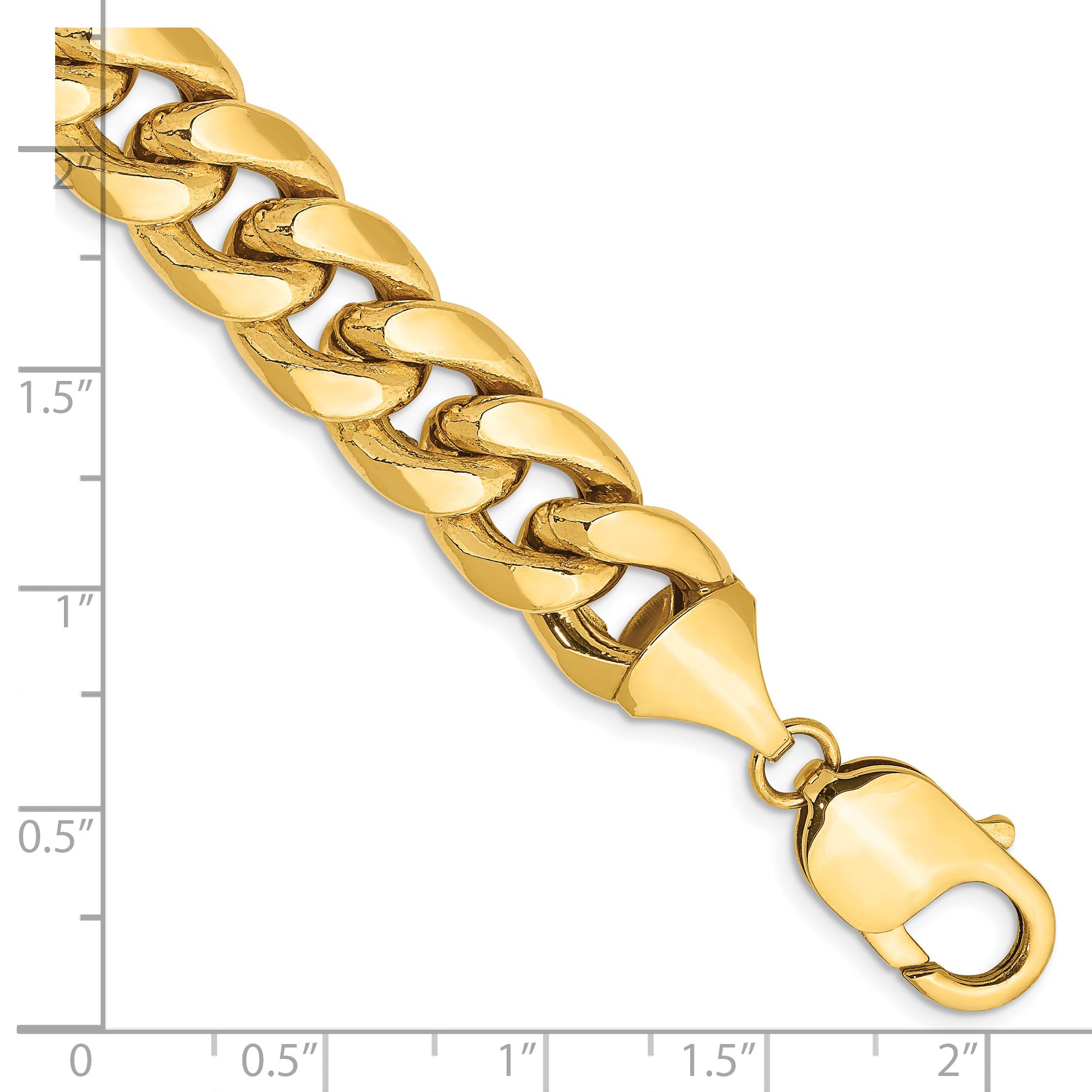 14K 8 Inch 11Mm Semi-Solid Miami Cuban With Lobster Clasp Bracelet