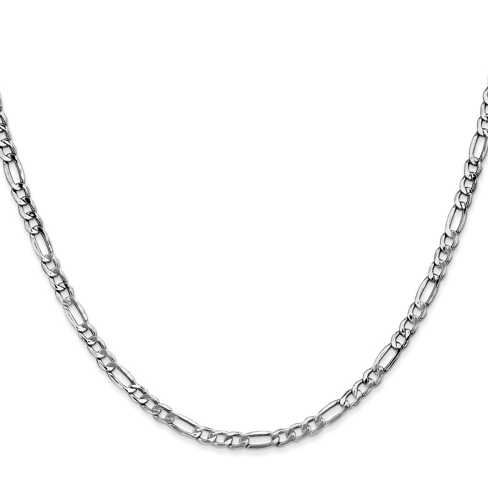 14K White Gold 24 inch 3.5mm Semi-Solid Figaro with Lobster Clasp Chain