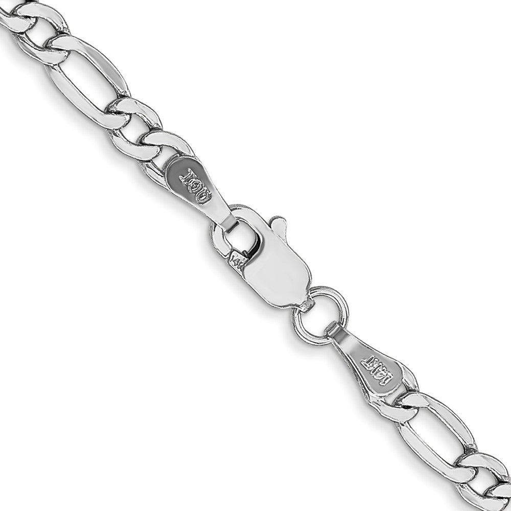 14K White Gold 24 inch 3.5mm Semi-Solid Figaro with Lobster Clasp Chain