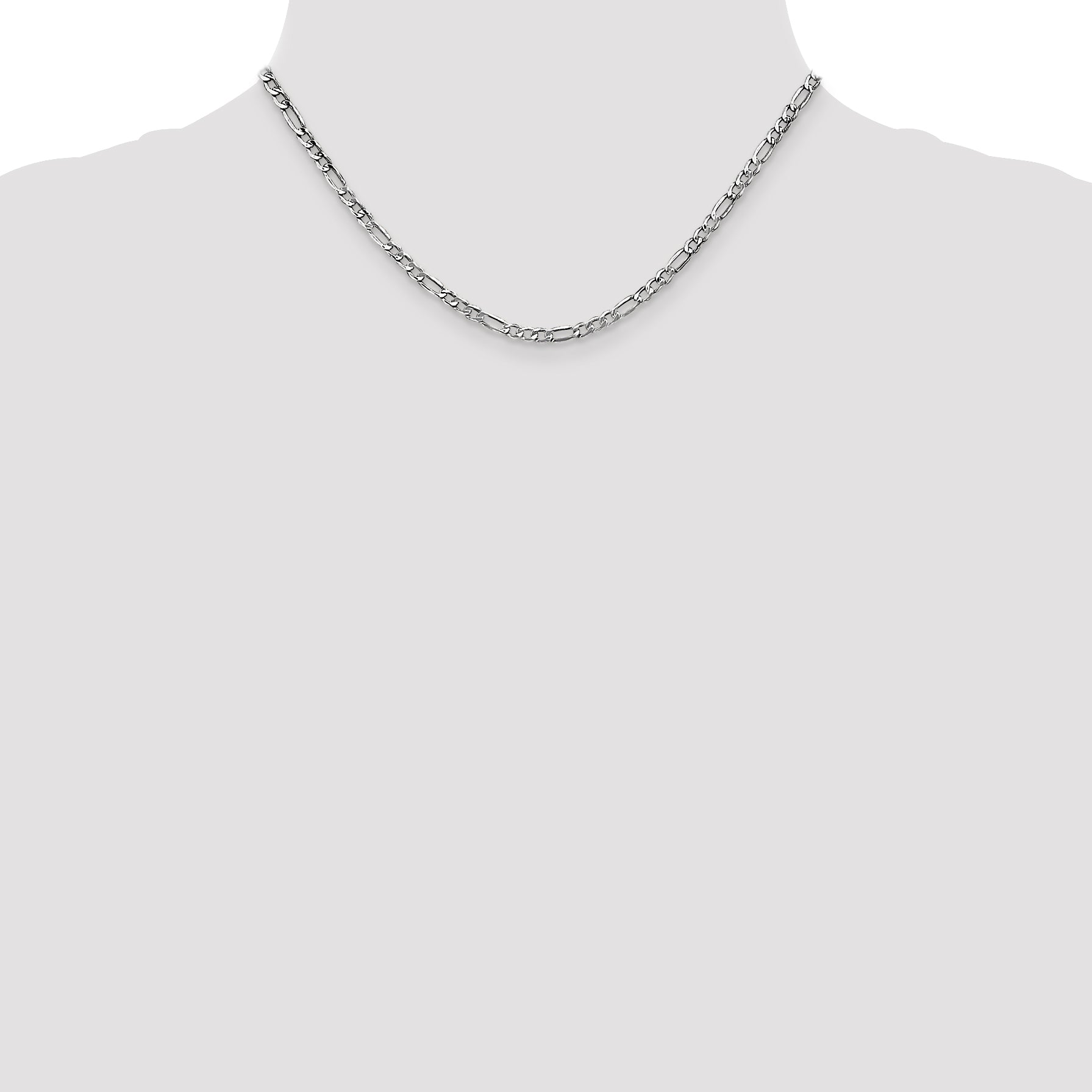 14K White Gold 16 Inch 3.5Mm Semi-Solid Figaro With Lobster Clasp Chain