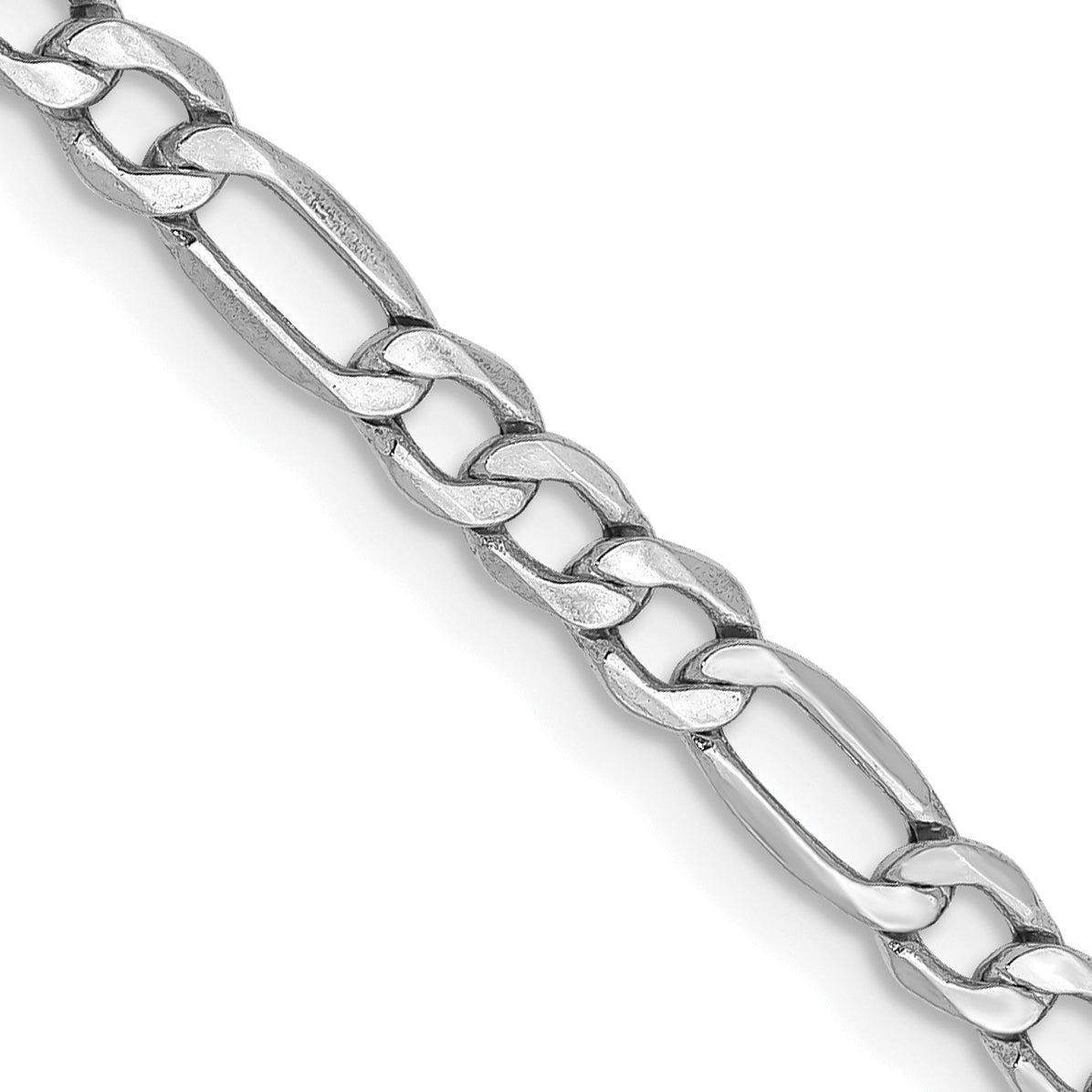 14K White Gold 16 Inch 3.5Mm Semi-Solid Figaro With Lobster Clasp Chain