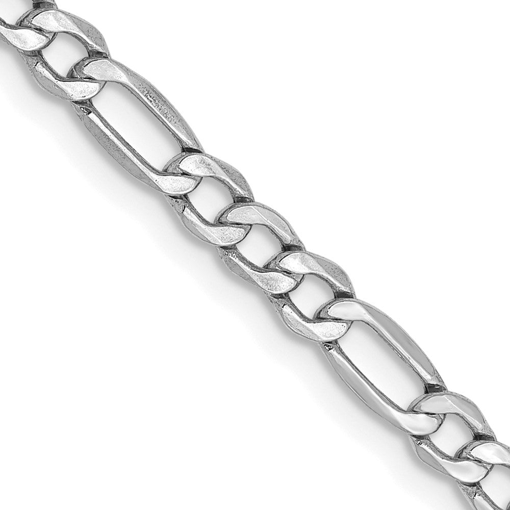 14K White Gold 24 inch 3.5mm Semi-Solid Figaro with Lobster Clasp Chain