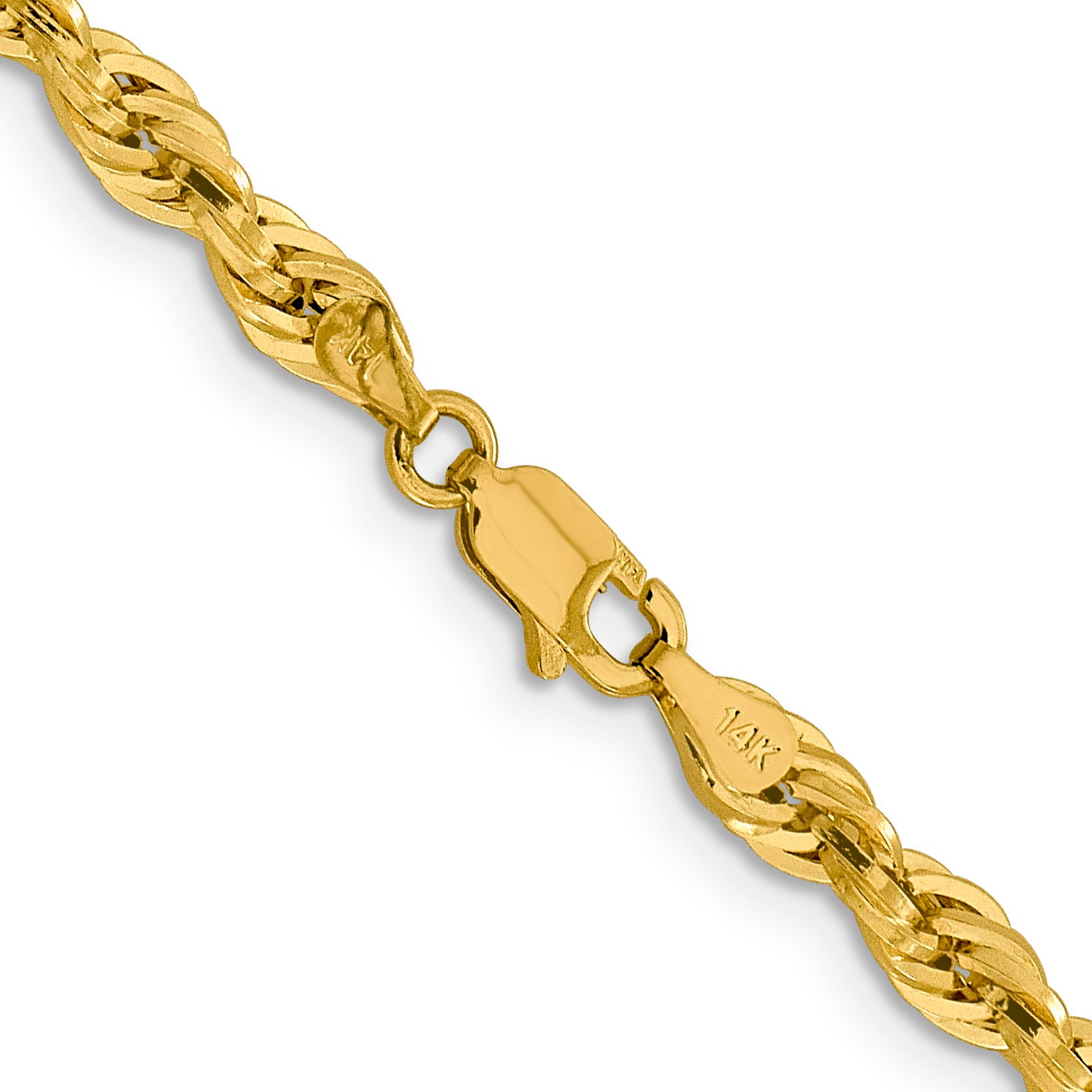 14K 20 Inch 4.25Mm Semi Solid Rope With Lobster Clasp Chain