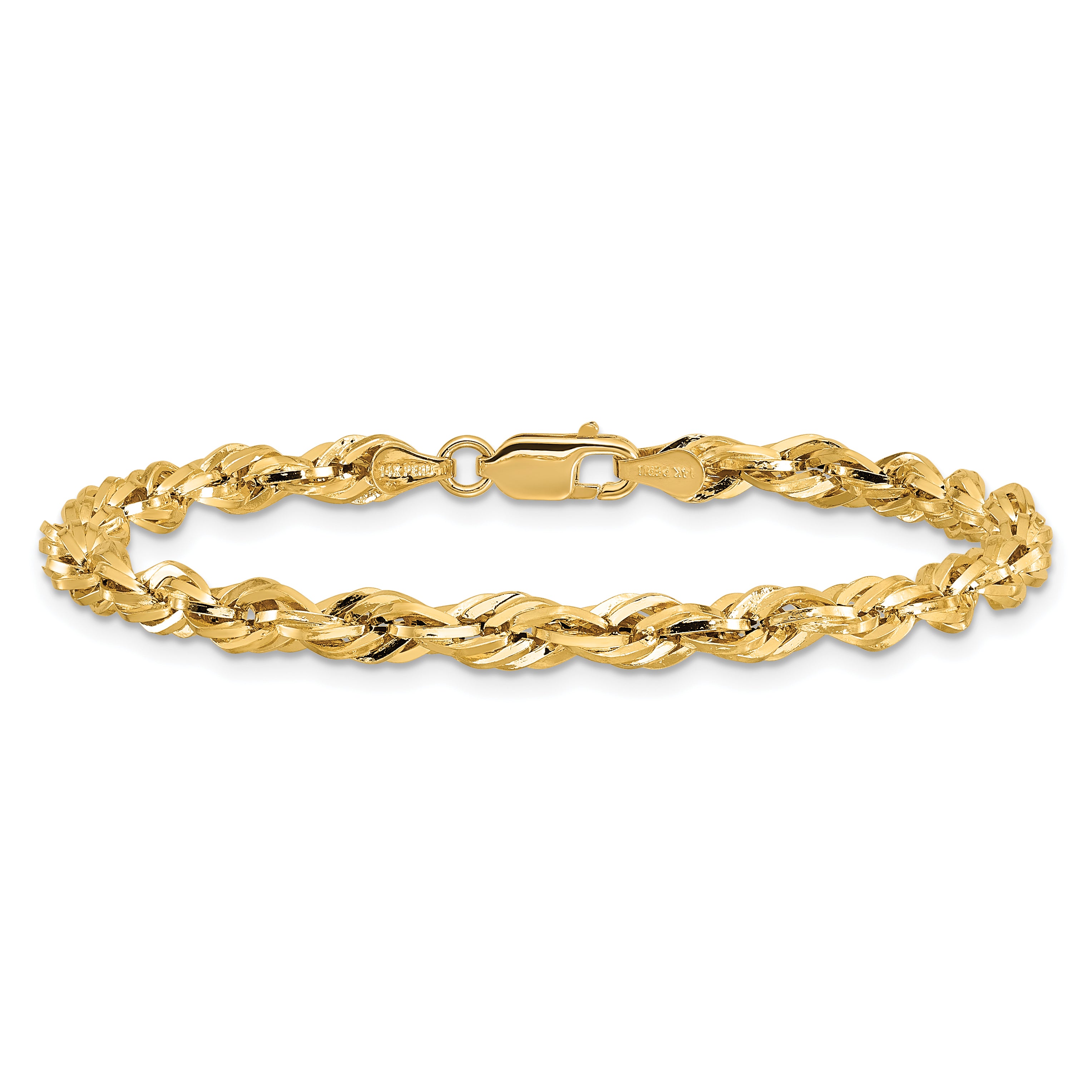 14K 7 Inch 4.25Mm Semi Solid Rope With Lobster Clasp Chain