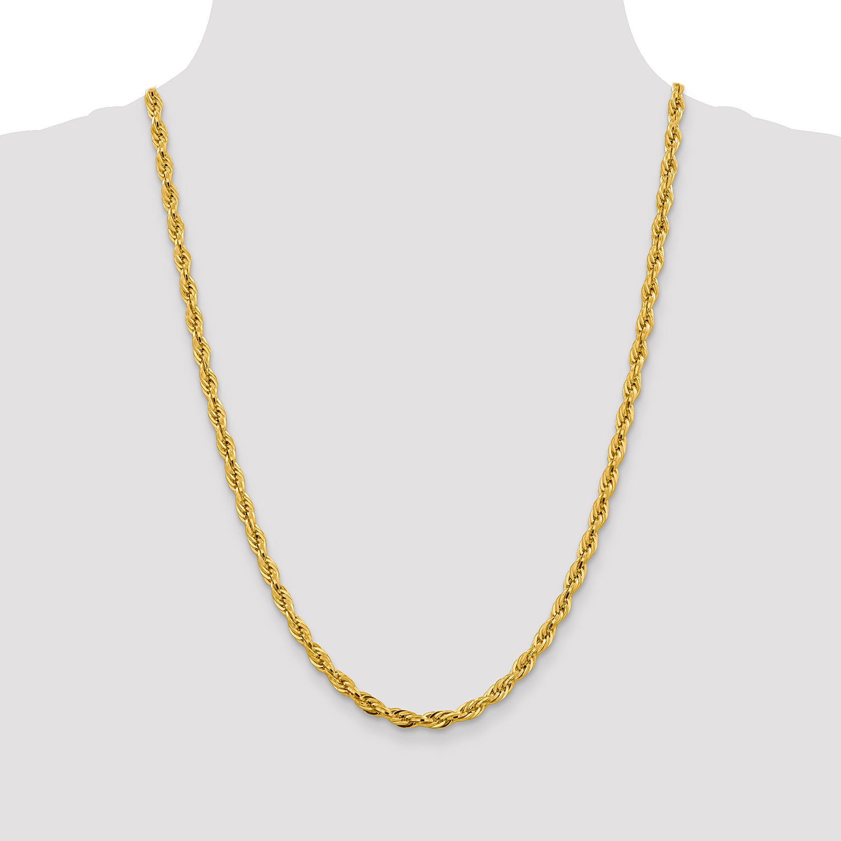 14K 24 Inch 4.75Mm Semi Solid Rope With Lobster Clasp Chain