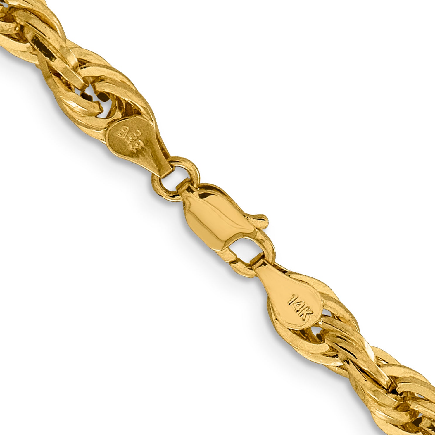 14K 18 Inch 5.4Mm Semi Solid Rope With Lobster Clasp Chain