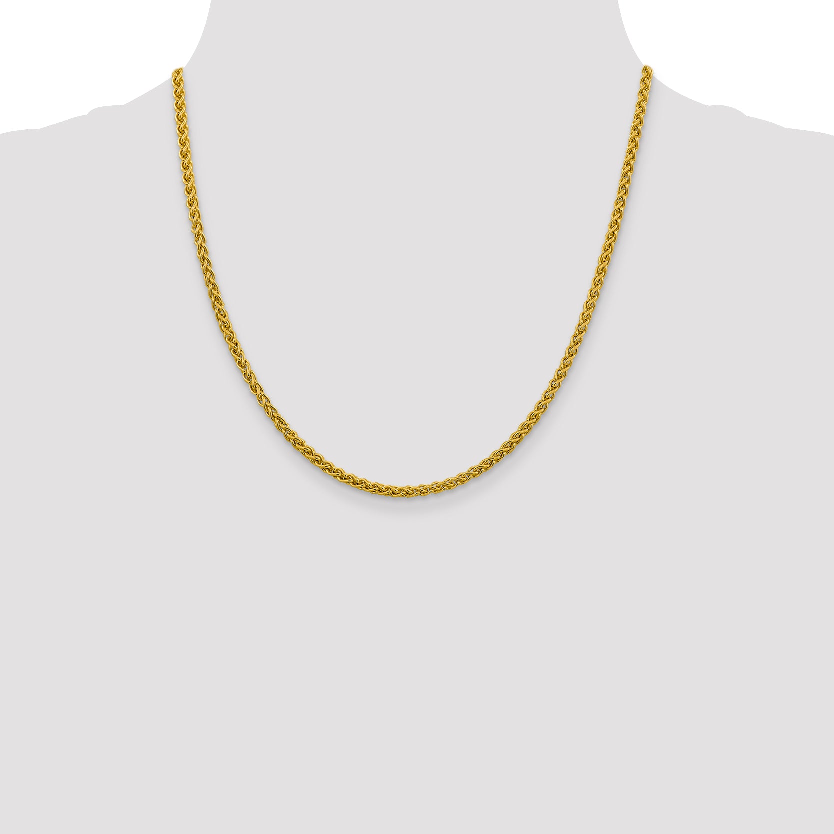 14K 20 Inch 3.45Mm Semi-Solid Wheat With Lobster Clasp Chain