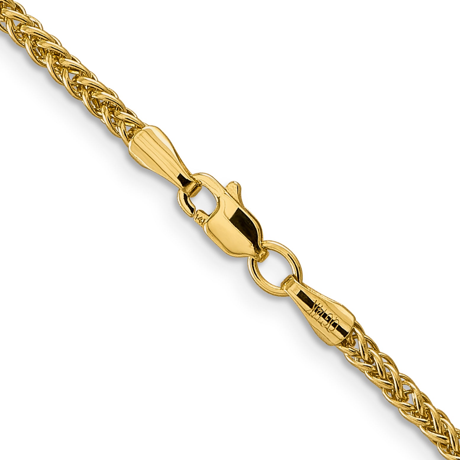14K 16 Inch 2.35Mm Semi-Solid 3-Wire Wheat With Lobster Clasp Chain