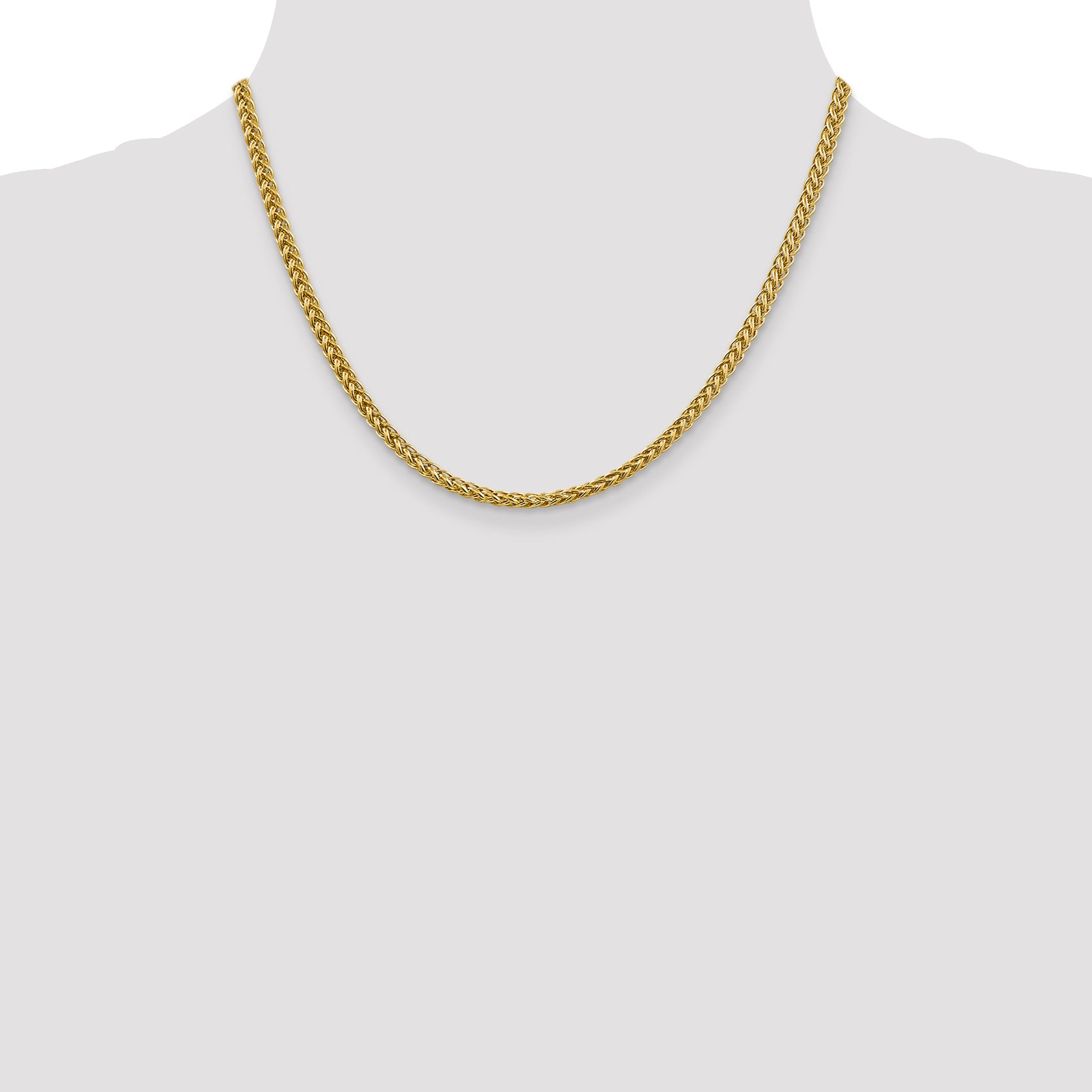 14K 16 Inch 4.3Mm Semi-Solid 3-Wire Wheat With Lobster Clasp Chain