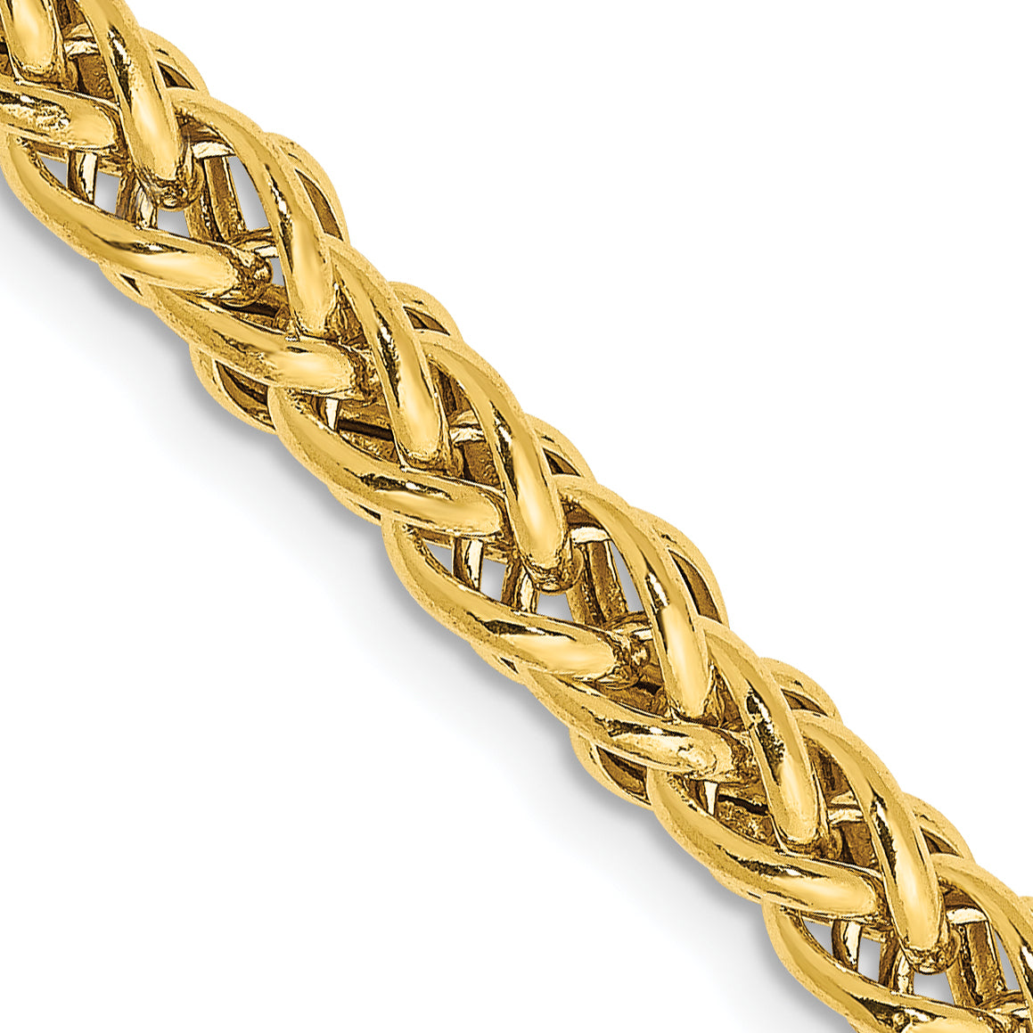 14K 24 Inch 4.65Mm Semi-Solid 3-Wire Wheat With Lobster Clasp Chain