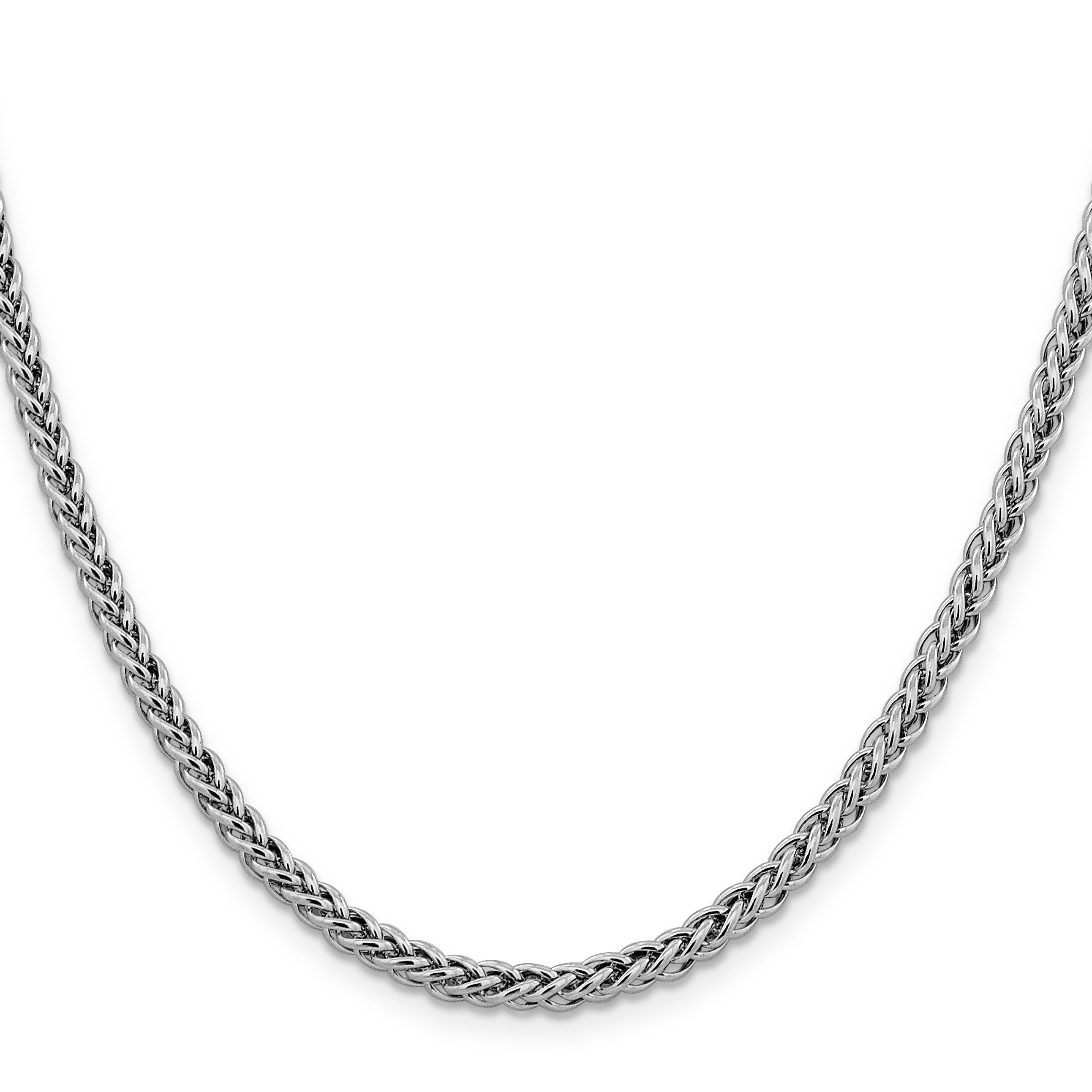 14K White Gold 24 Inch 4.3Mm Semi-Solid 3-Wire Wheat With Lobster Clasp Chain