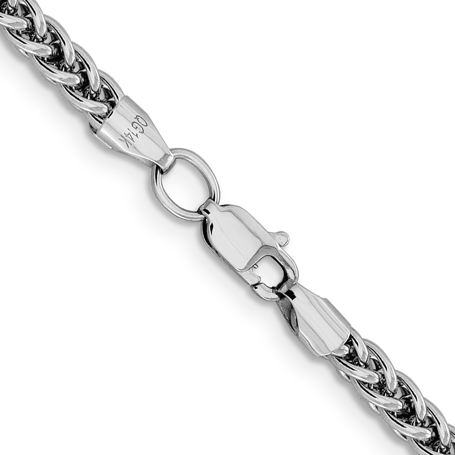 14K White Gold 24 Inch 4.3Mm Semi-Solid 3-Wire Wheat With Lobster Clasp Chain