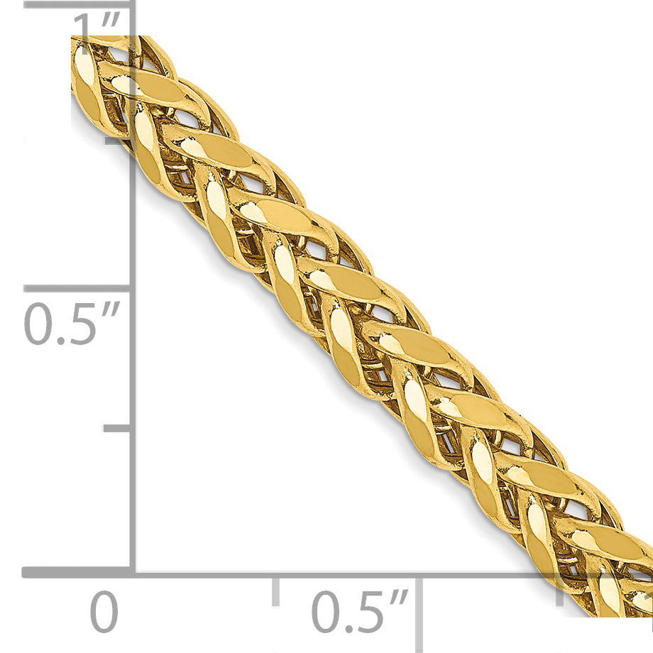 14K 22 Inch 3.7Mm Semi-Solid Diamond-Cut Wheat With Lobster Clasp Chain