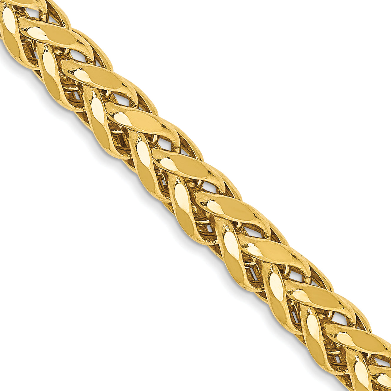 14K 22 Inch 3.7Mm Semi-Solid Diamond-Cut Wheat With Lobster Clasp Chain