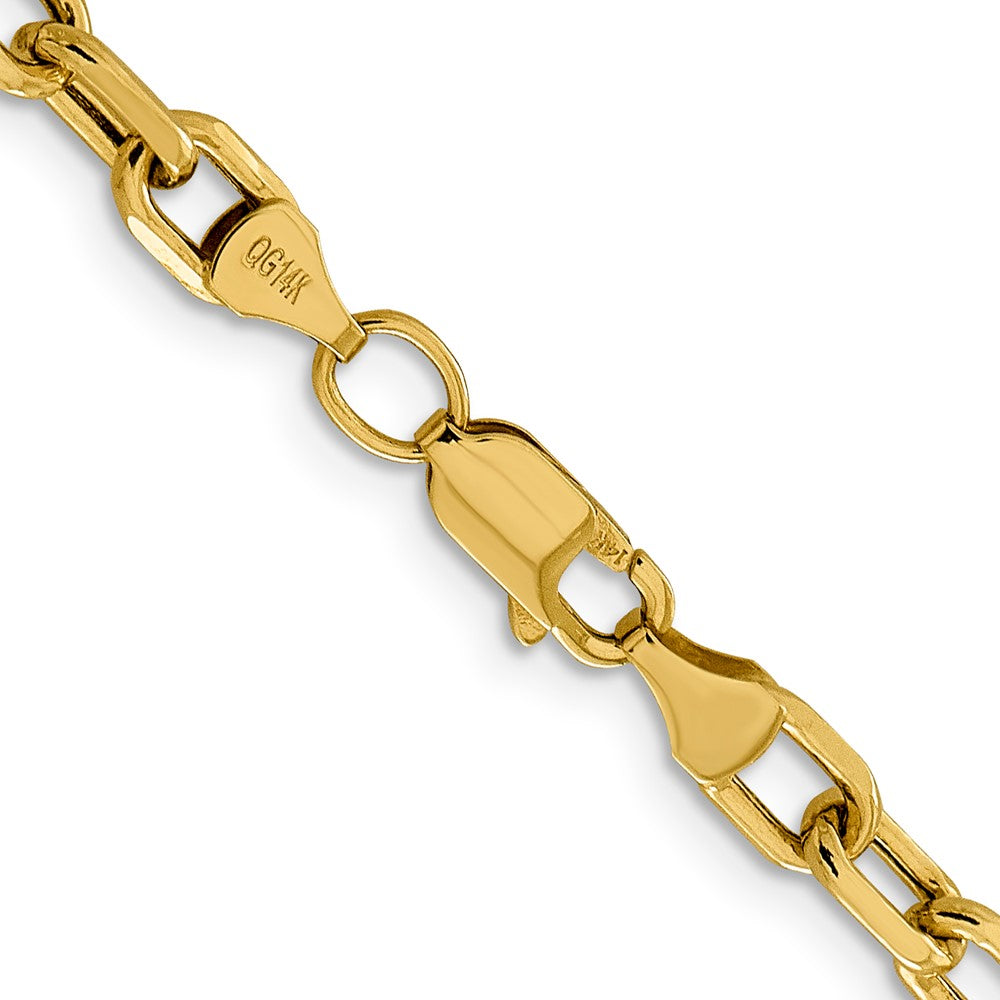 14K 22 inch 4.9mm Semi-Solid Diamond-cut Open Link Cable with Lobster Clasp Chain