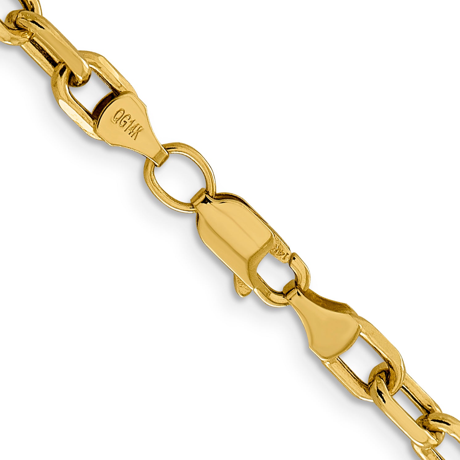 14K 20 Inch 4.9Mm Semi-Solid Diamond-Cut Open Link Cable With Lobster Clasp Chain