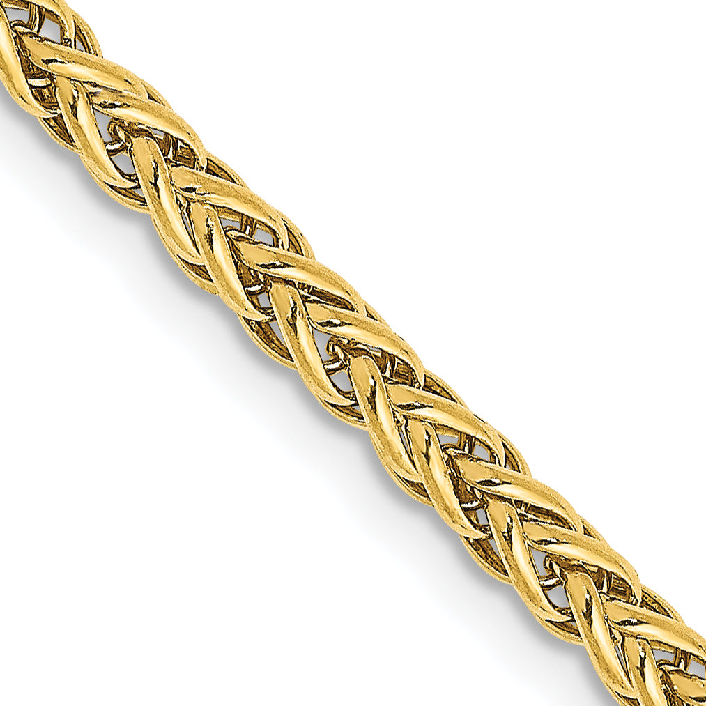 14K 20 Inch 2.6Mm Semi-Solid 3-Wire Wheat With Lobster Clasp Chain