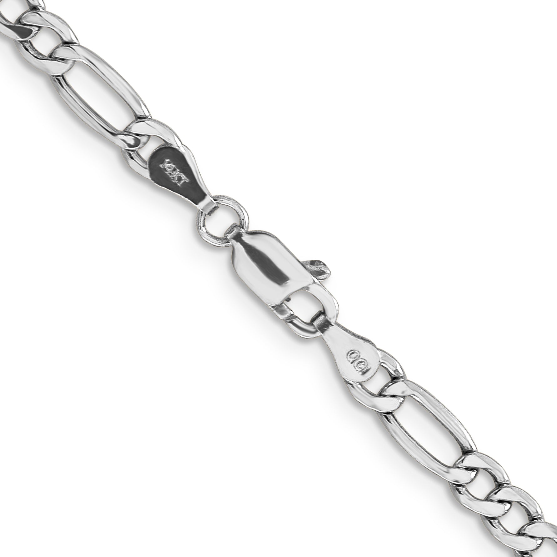 14K White Gold 16 Inch 4.4Mm Semi-Solid Figaro With Lobster Clasp Chain