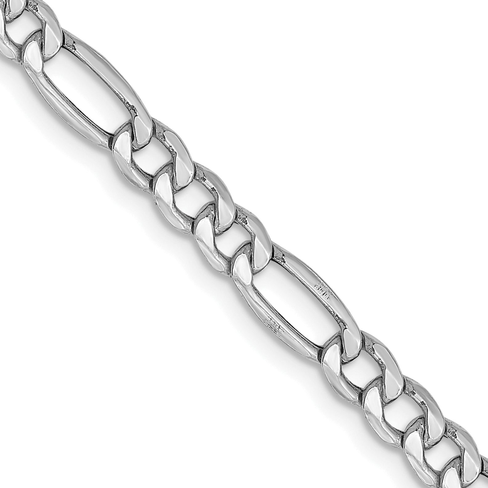 14K White Gold 16 Inch 4.4Mm Semi-Solid Figaro With Lobster Clasp Chain