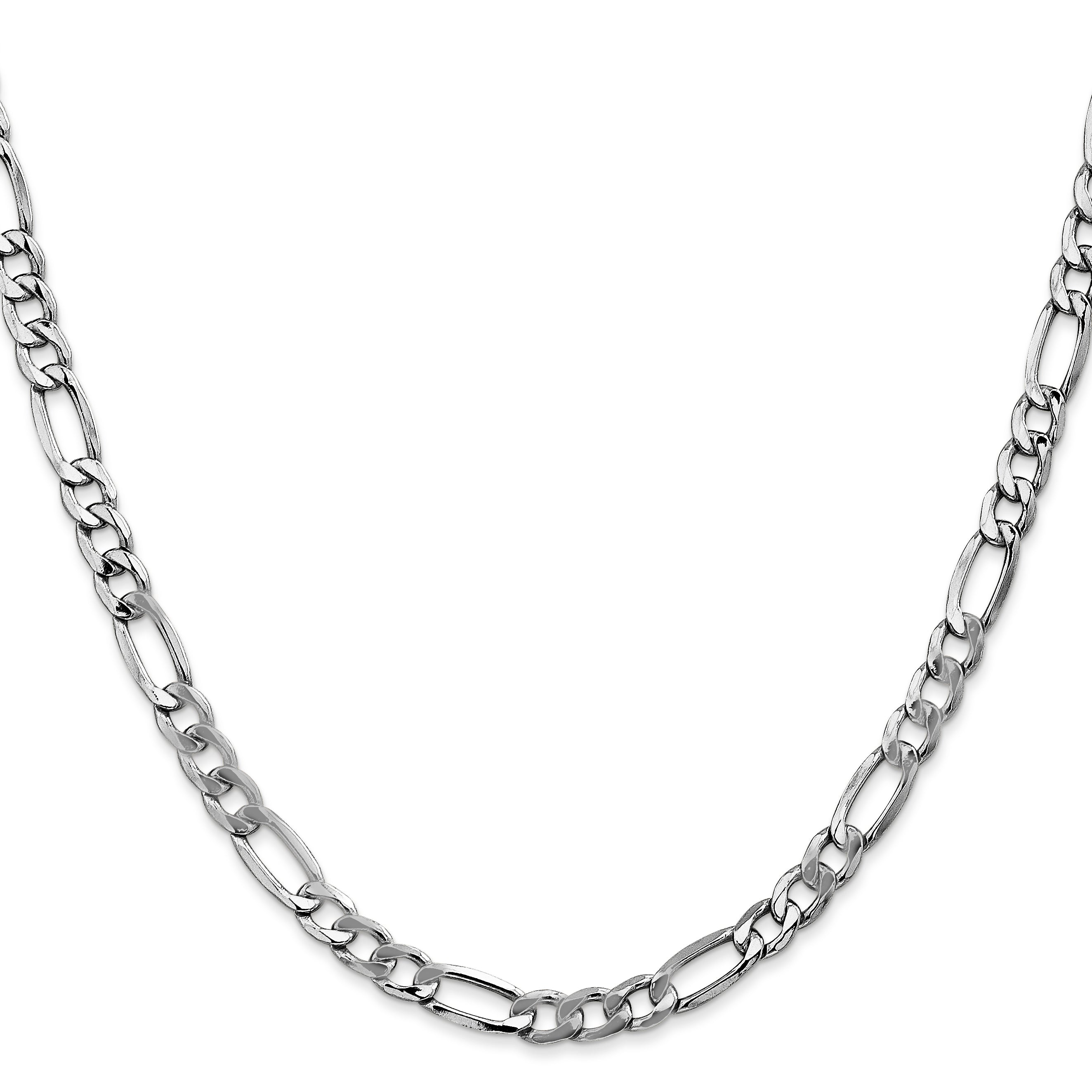 14K White Gold 18 Inch 5.75Mm Semi-Solid Figaro With Lobster Clasp Chain