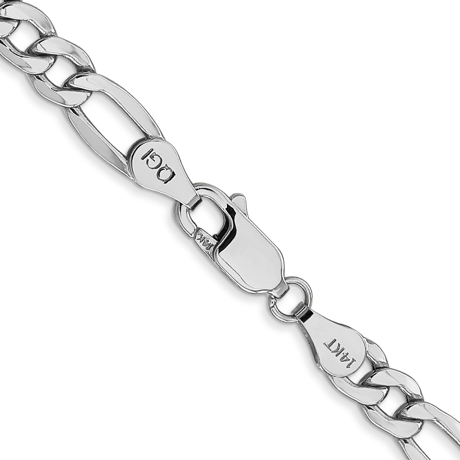 14K White Gold 16 Inch 5.75Mm Semi-Solid Figaro With Lobster Clasp Chain