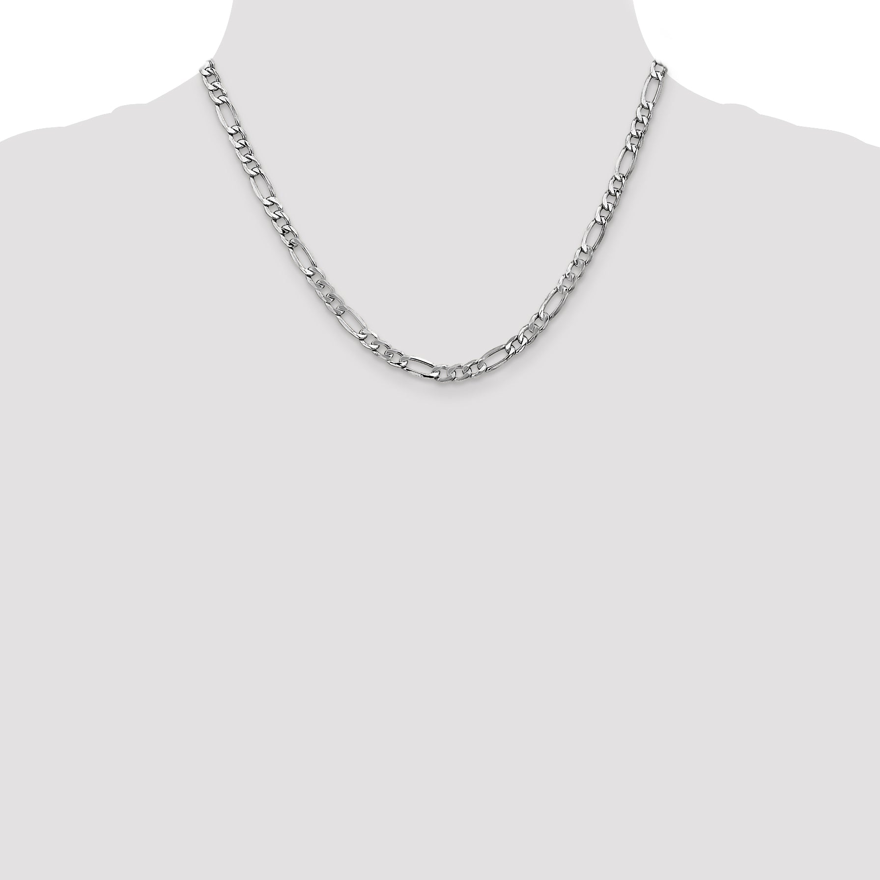 14K White Gold 18 Inch 5.75Mm Semi-Solid Figaro With Lobster Clasp Chain