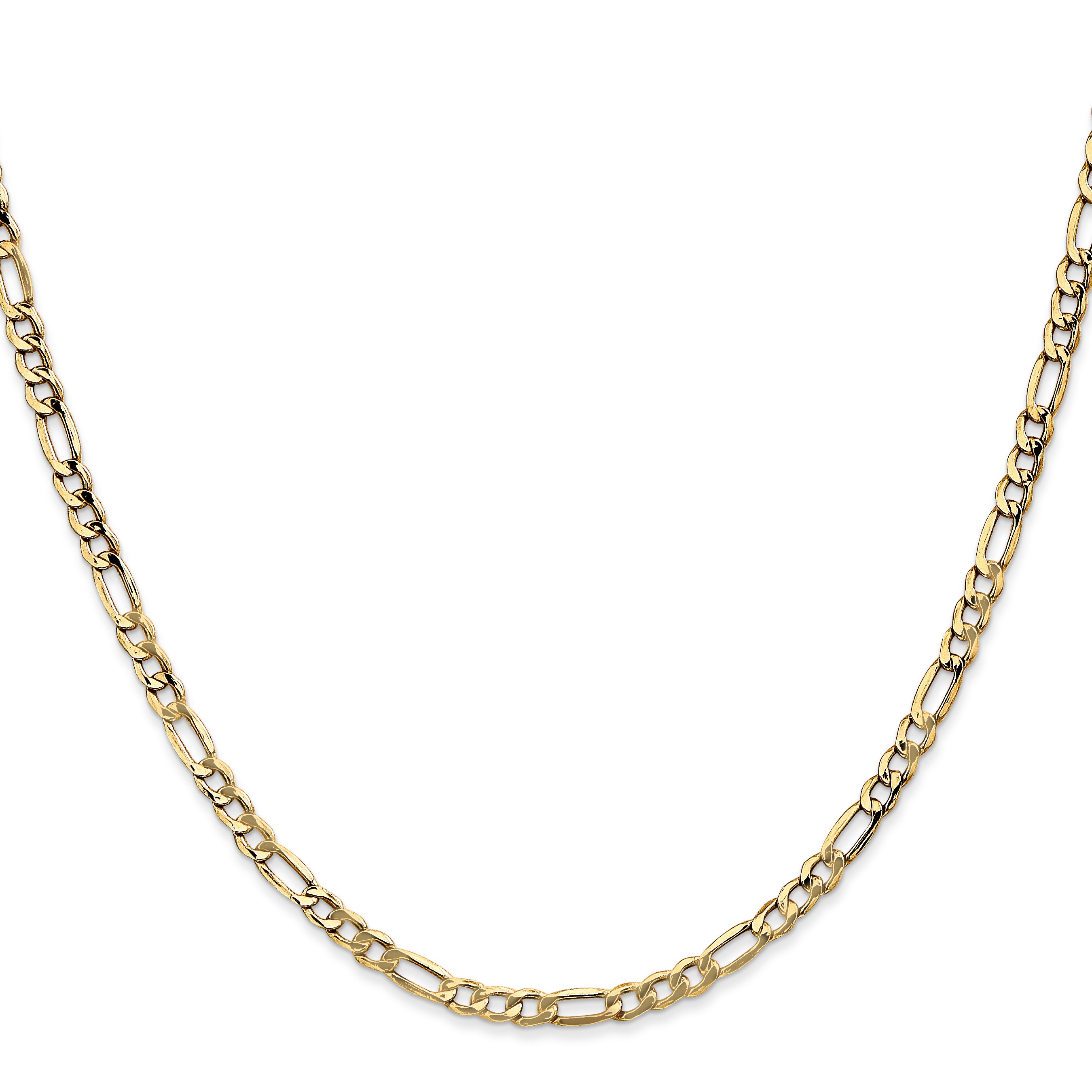 14K 24 Inch 3.5Mm Semi-Solid Figaro With Lobster Clasp Chain