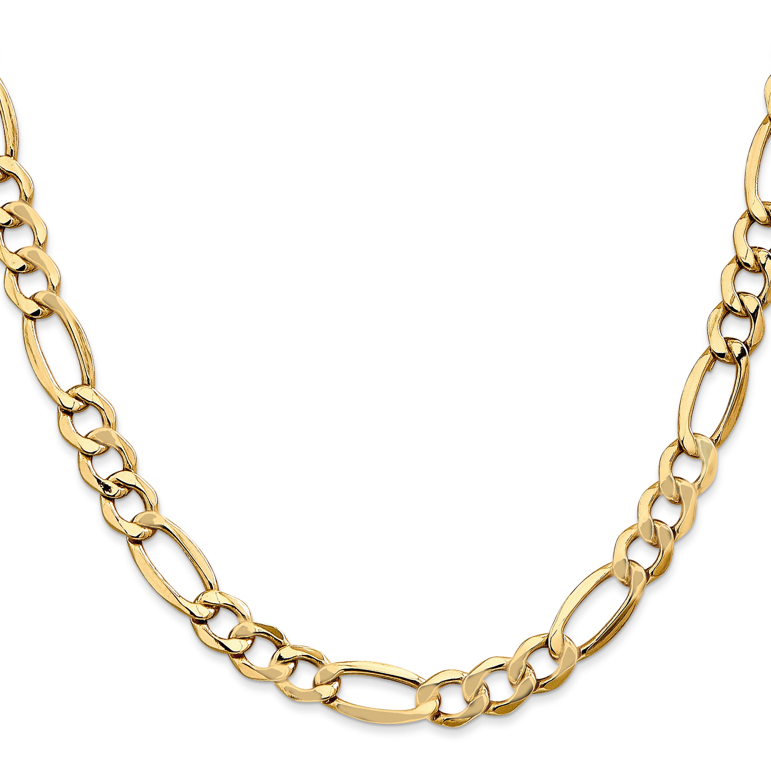 14K 26 Inch 7.3Mm Semi-Solid Figaro With Lobster Clasp Chain
