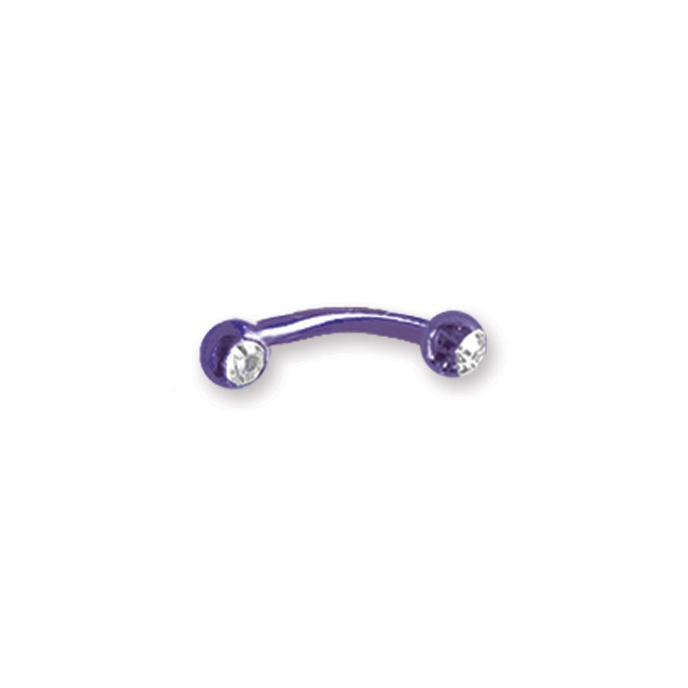 Plated SGSS Curv BB w Press Fit Gem Balls 16G (1.3mm) 5/16 (8mm) Long 3