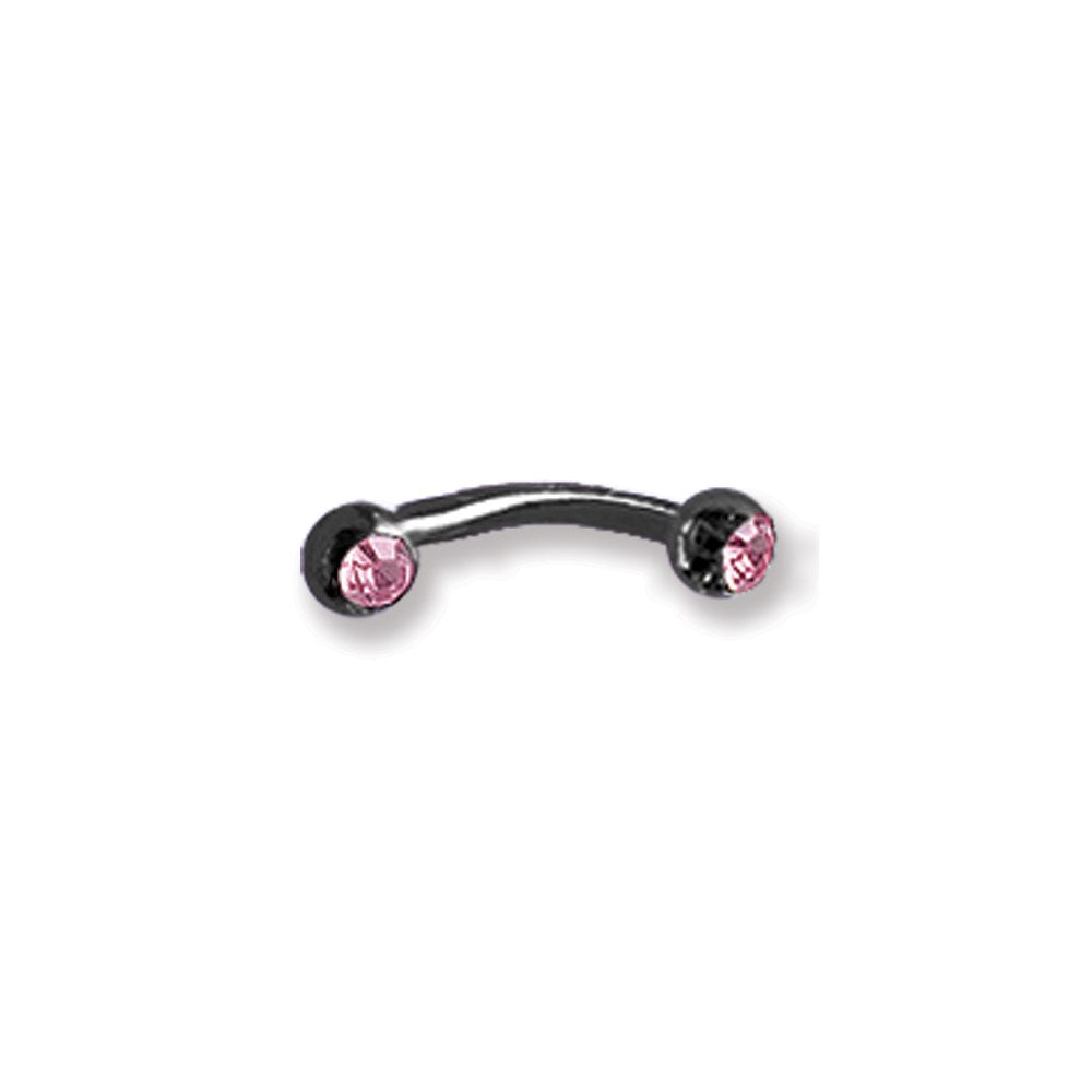 Plated SGSS Curv BB w Press Fit Gem Balls 16G (1.3mm) 5/16 (8mm) Long 3