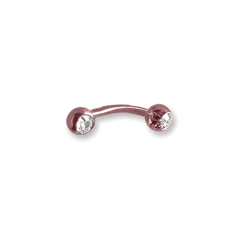 Plated SGSS Curv BB w Press Fit Gem Balls 16G (1.3mm) 5/16 (8mm) Long w